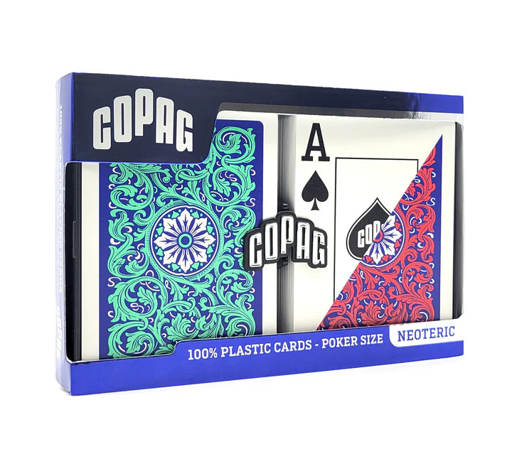 COPAG NEOTERIC PLASTIQUE POKER DECK CARDS 1546 JUMGO RED AND BLUE AND GREEN