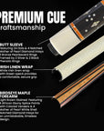 BALABUSHKA POOL CUE GB23 WHITE/WOOD - GREEN LINEN WRAP 13MM 19OZ