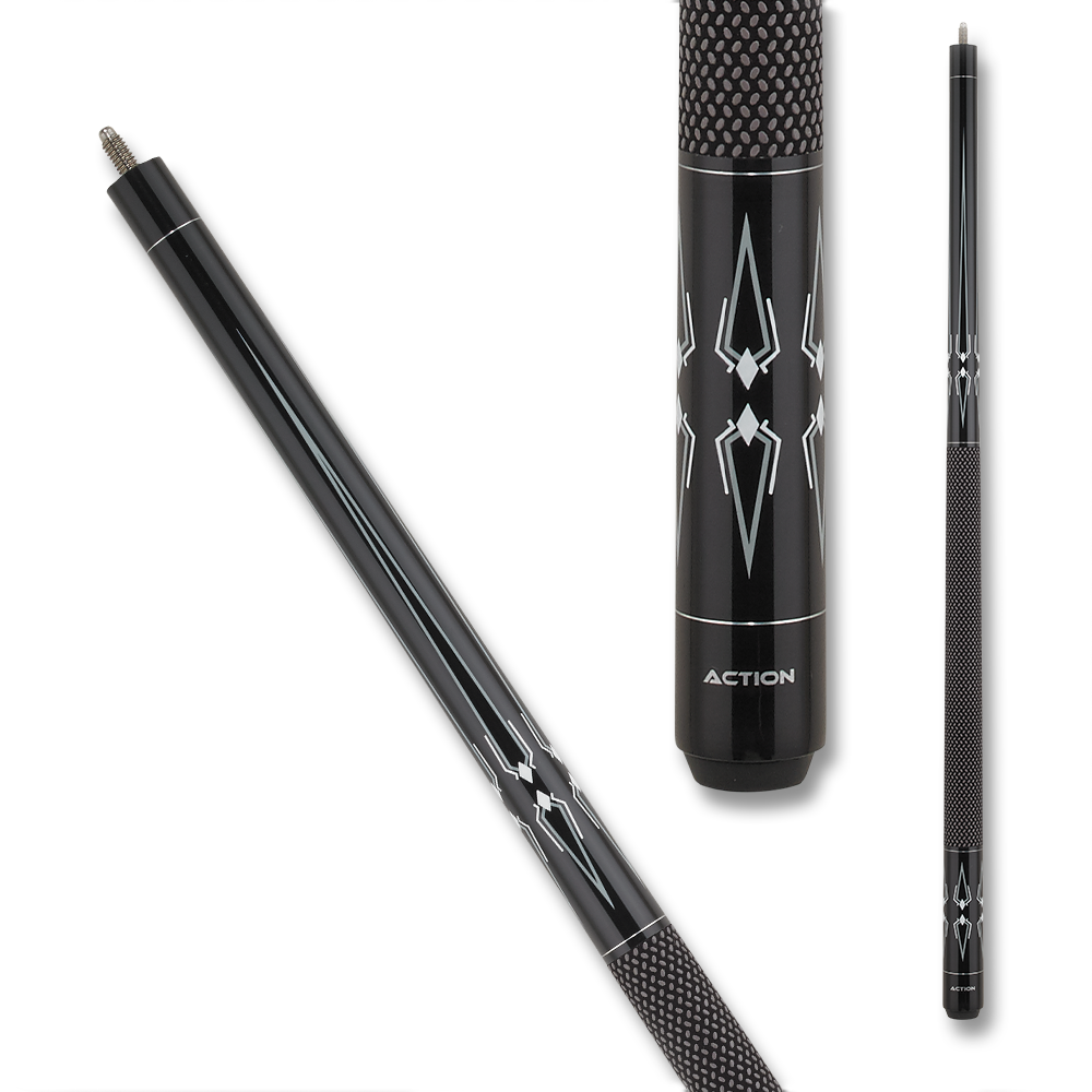 ACTION POOL CUE BW24 TEC-RELON WRAP BLACK AND WHITE 13MM 19OZ