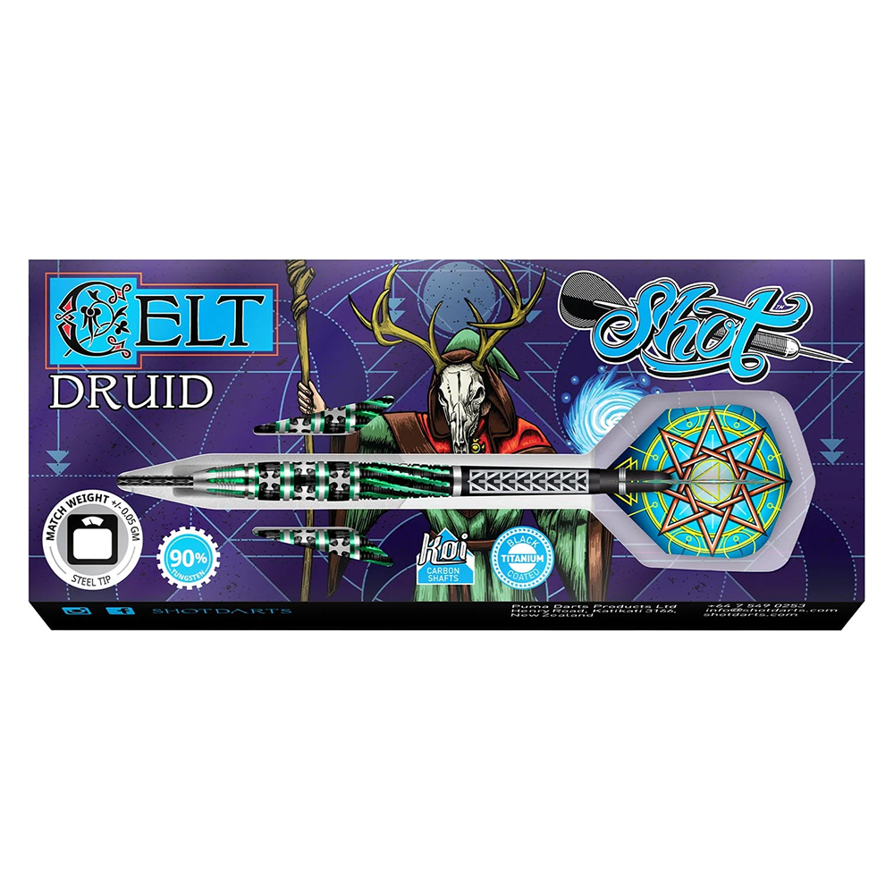 SHOT CELT DRUID STEEL TIP DART SET 90% TUNGSTEN 23GM