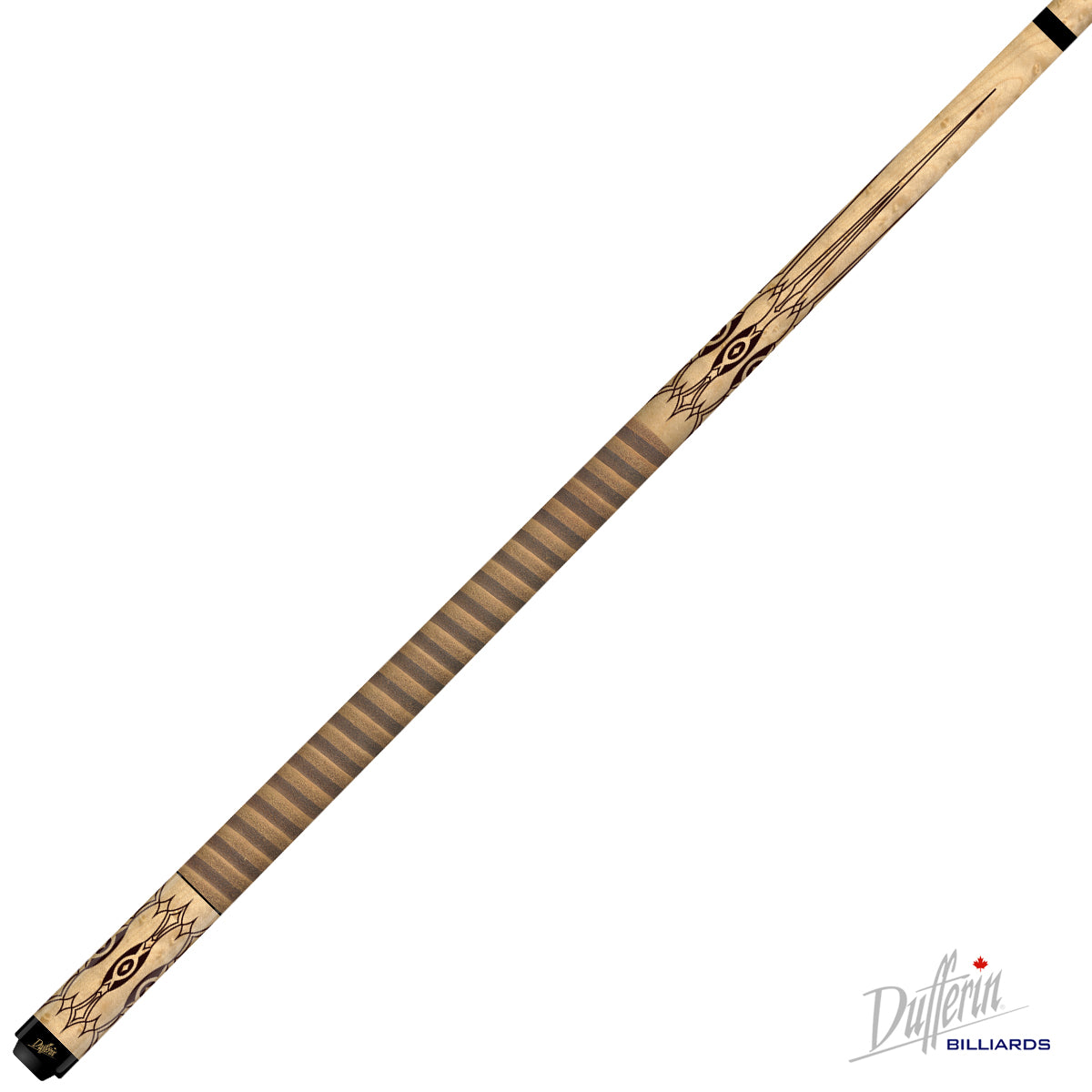 DUFFERINE POOL CUE REBEL LASER ETCH SERIES D580 – DUAL TONED LEATHER  GRIP