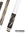 PEARSON POOL CUE PK SERIES - CARBON CLEAR SHAFT GREY WITH WHITE HANDLE 12.4MM 20OZ