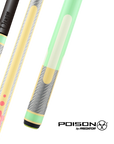 POISON CANDY SUGAR POOL CUE WITH CARBON FIBER SHAFT - GREEN/PEACH - NO WRAP 12.4MM 19OZ