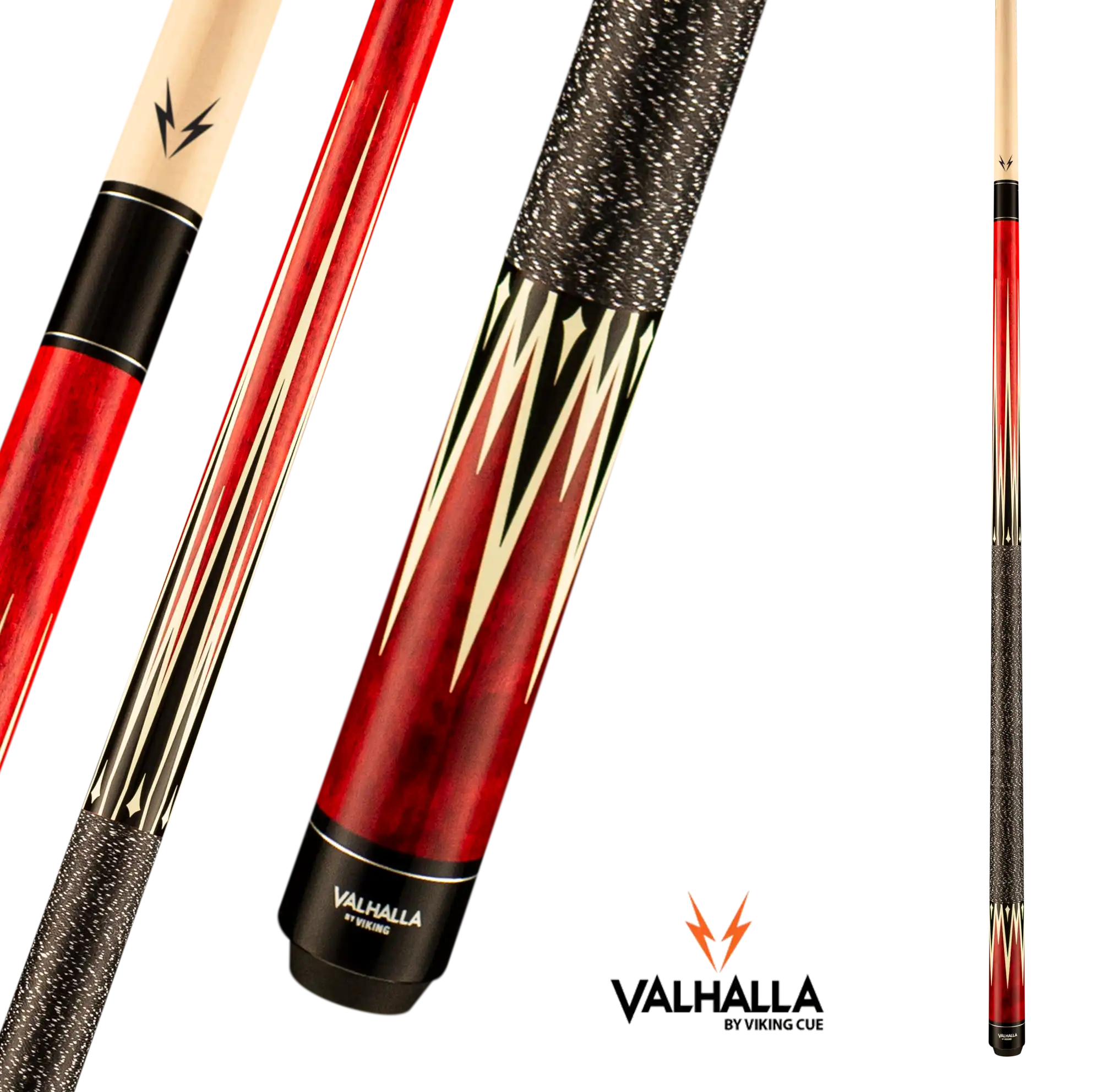 VIKING VALHALLA VA303 POOL CUE BLACK AND RED LINEN WRAP 13MM 19OZ