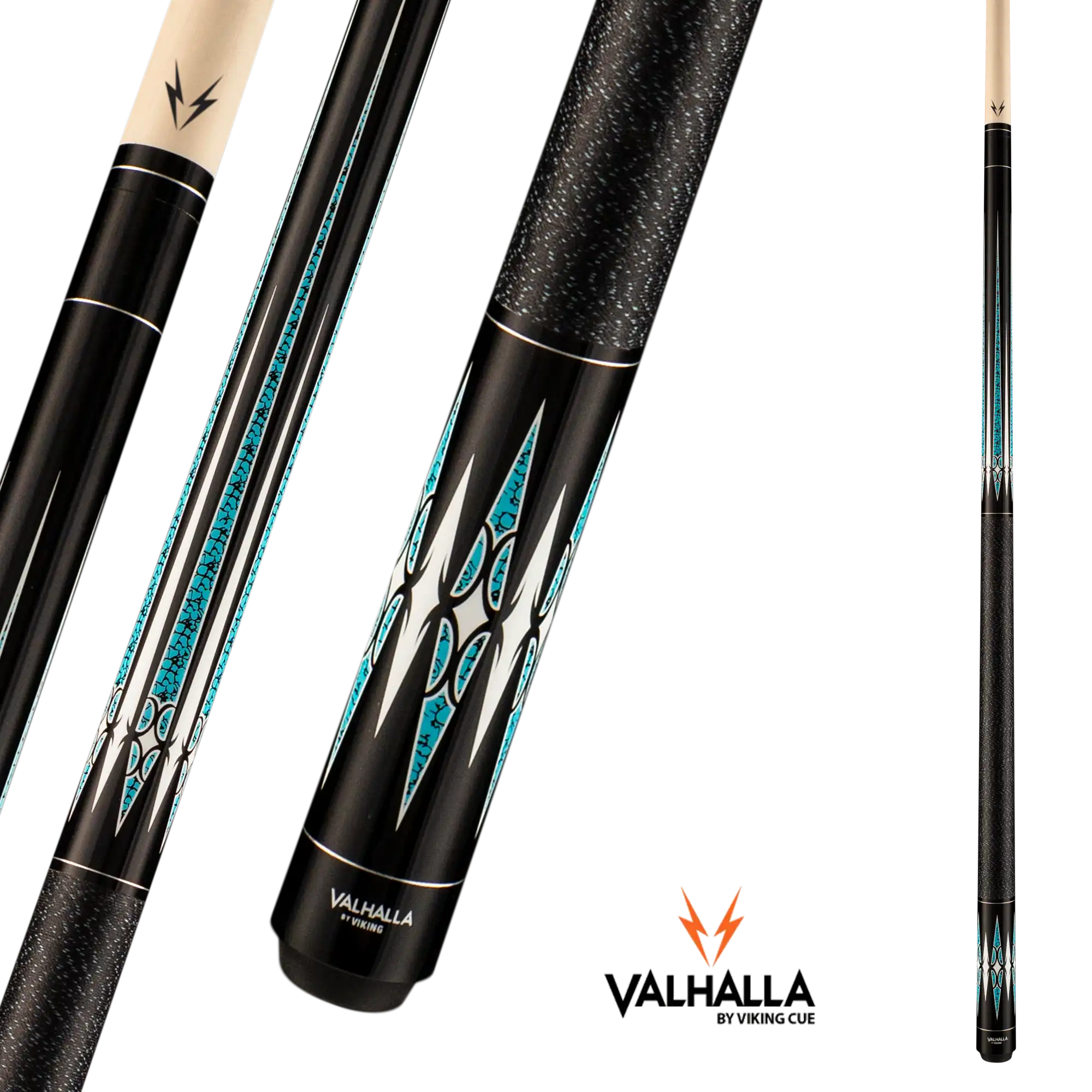 VIKING VALHALLA VA465 POOL CUE BLACK AND BLUE LINEN WRAP 13MM 19OZ