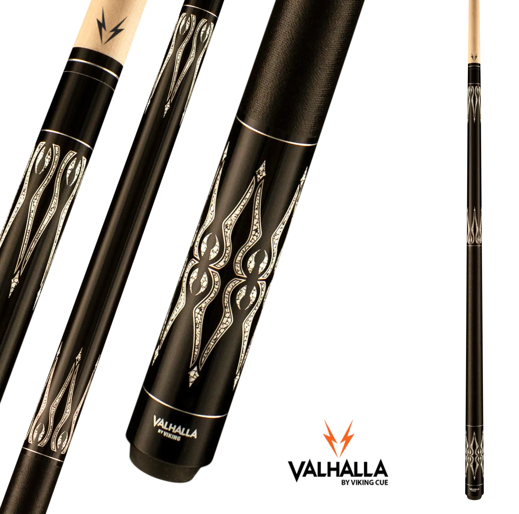 VIKING VALHALLA VA871 POOL CUE BLACK AND WHITE LINEN WRAP 13MM 19OZ