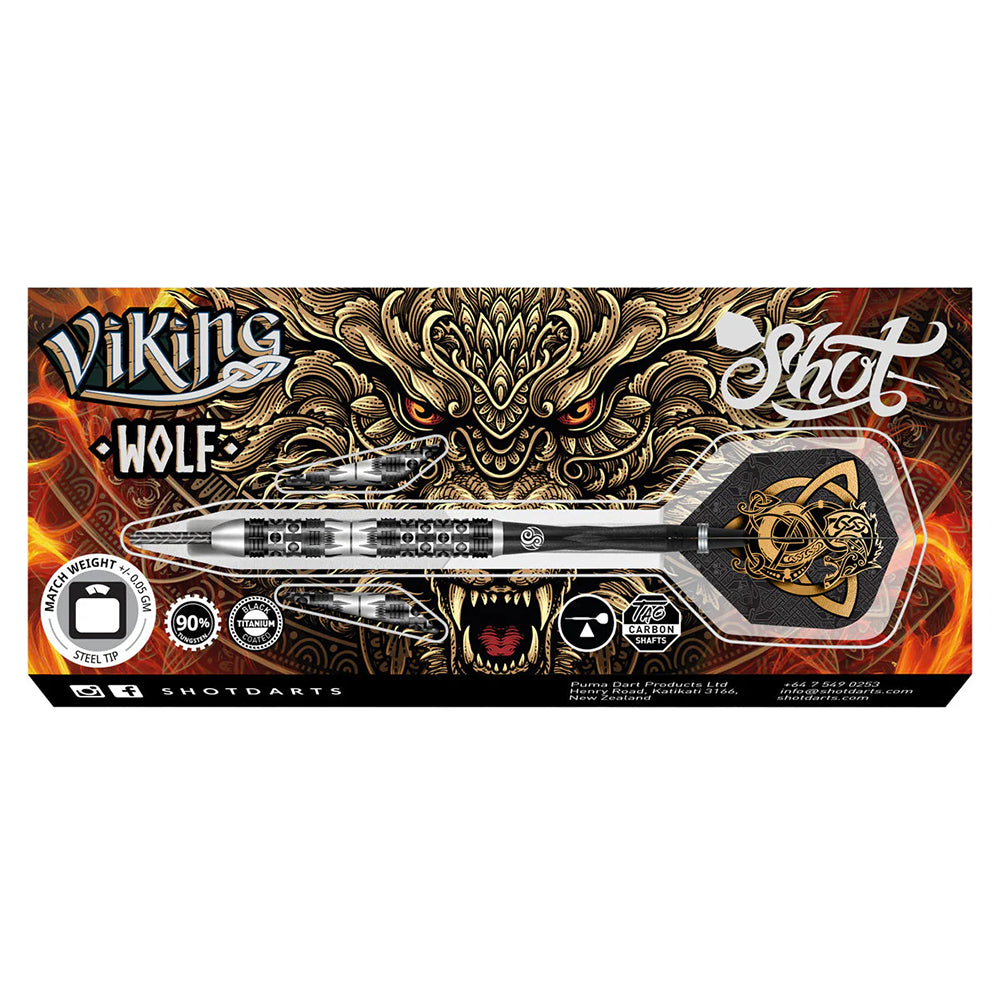 SHOT VIKING WOLF STEEL TIP DARTS SET 90% TUNGSTEN 24G