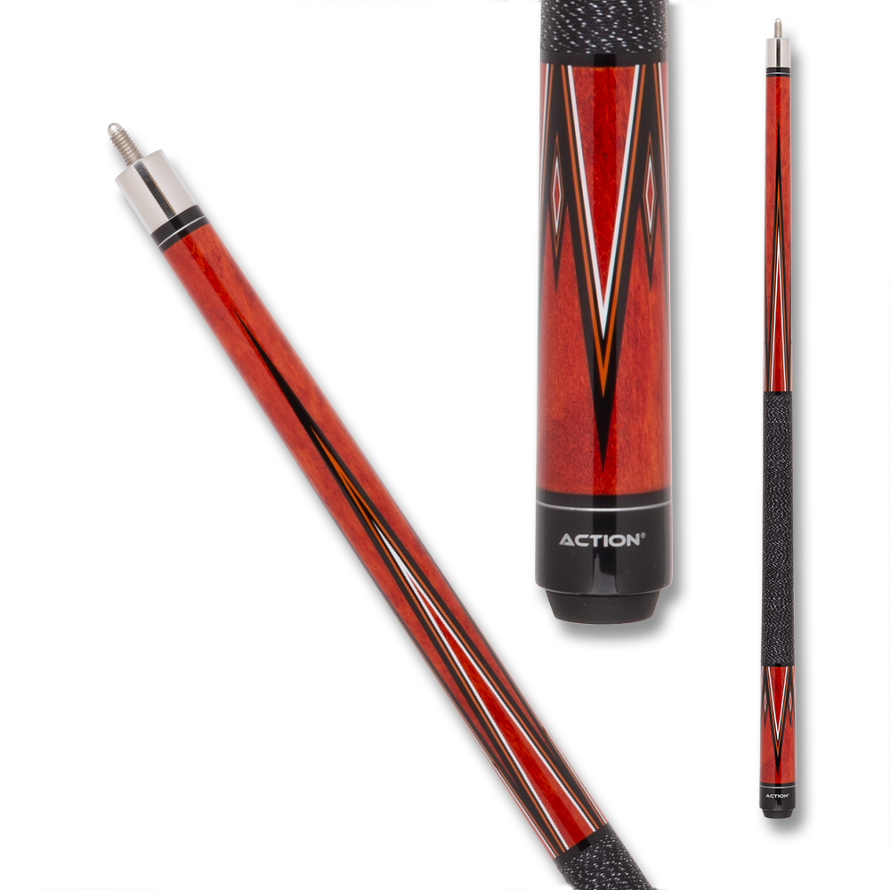 ACTION POOL CUE JR16 52" WRAP BLACK AND RED 12MM 19OZ