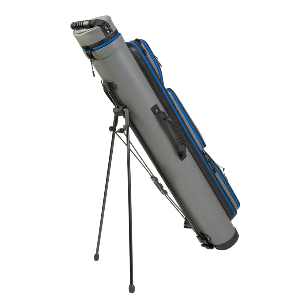LUCASI RIVAL HARD CUE CASE GREY AND BLUE 4B 8S WITH STAND