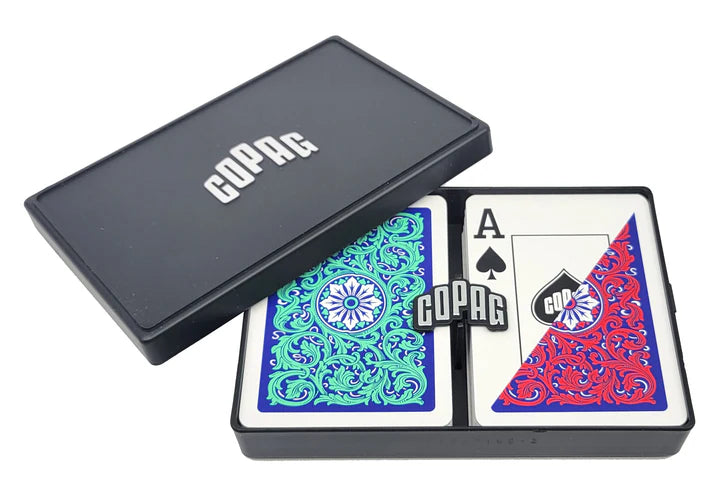 COPAG NEOTERIC PLASTIQUE POKER DECK CARDS 1546 JUMGO RED AND BLUE AND GREEN