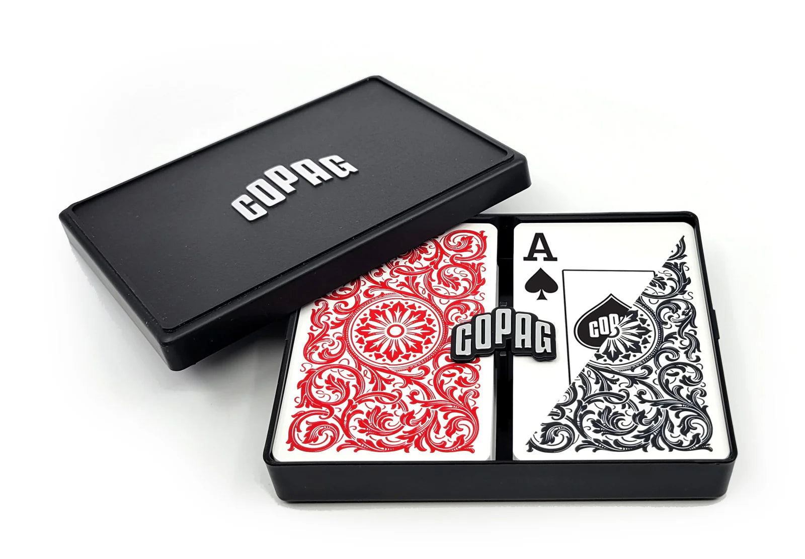 COPAG PLASTIC BRIDGE CARDS DOUBLE DECK SET 1546 JUMBO RED AND BLACK