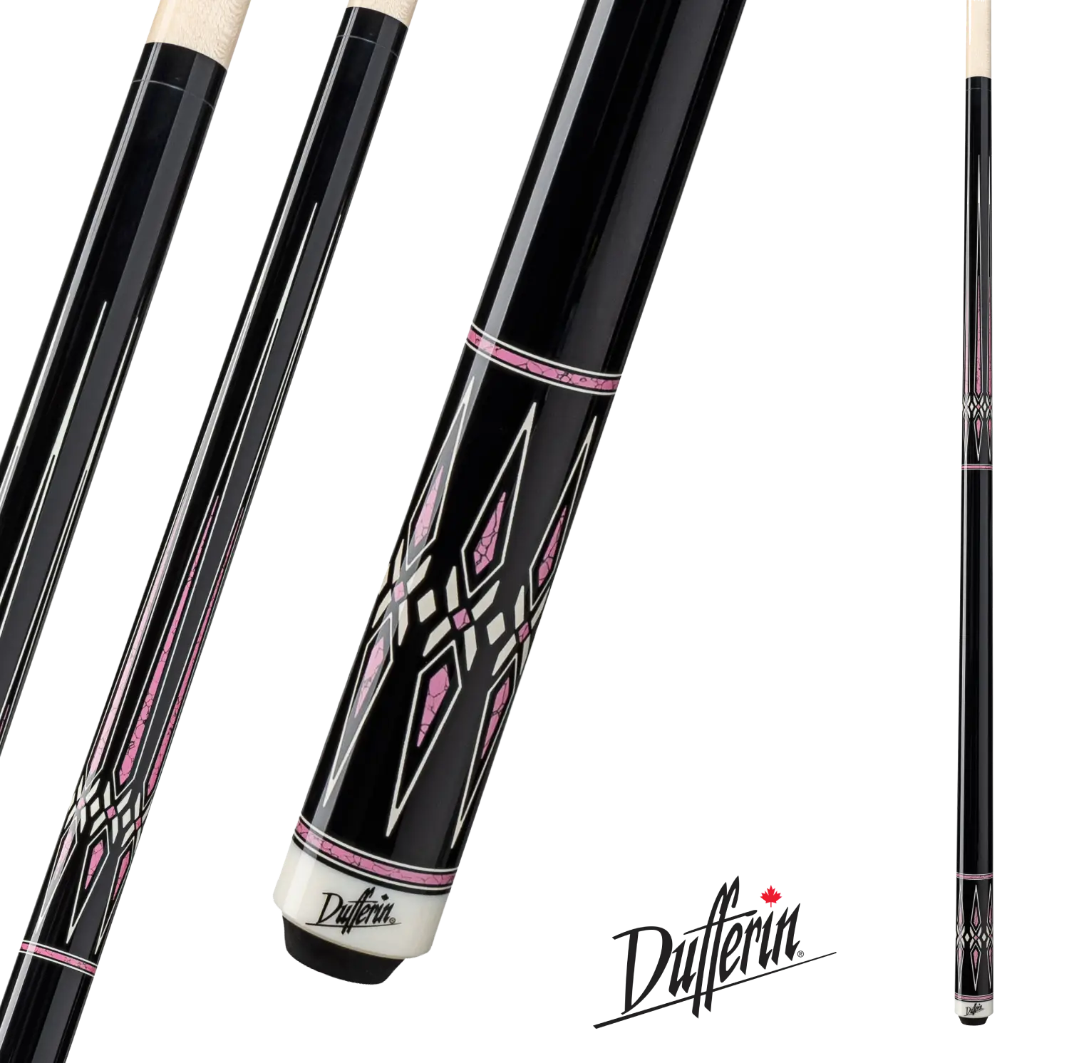 DUFFERIN POOL CUE BLACK AND PINK D-491 19OZ 13MM