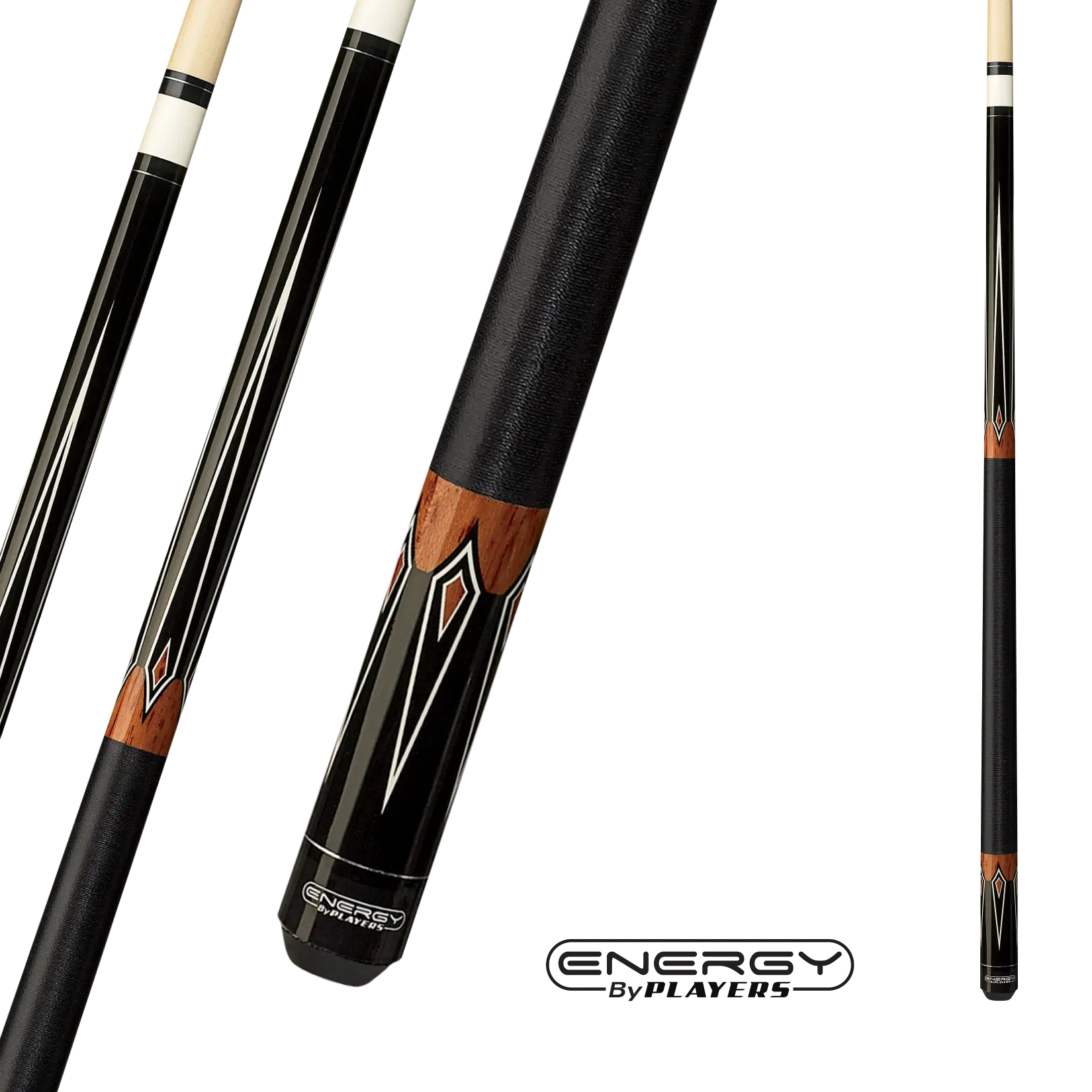 ENERGY BY PLAYERS POOL CUE BLACK AND BROWN 19OZ 13MM WITH WRAP