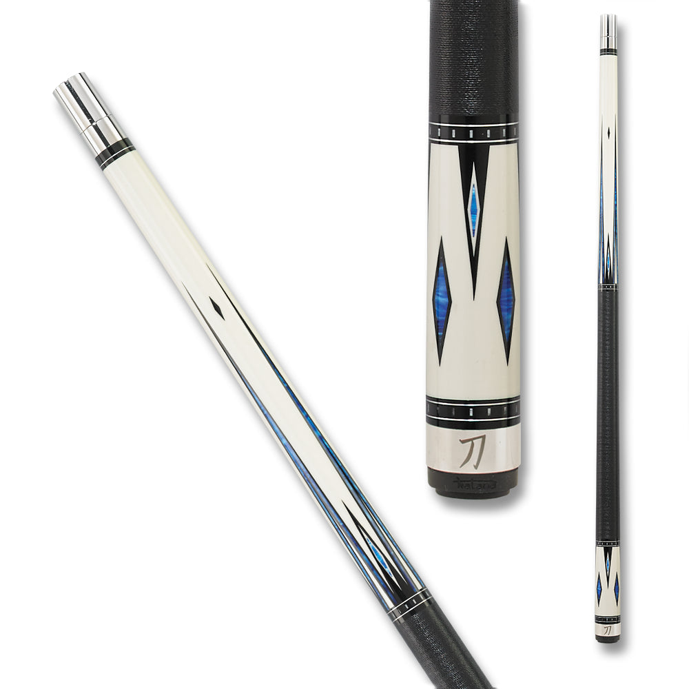 KATANA POOL CUE KAT03 BLACK WHITE AND BLUE 12.5MM 19OZ