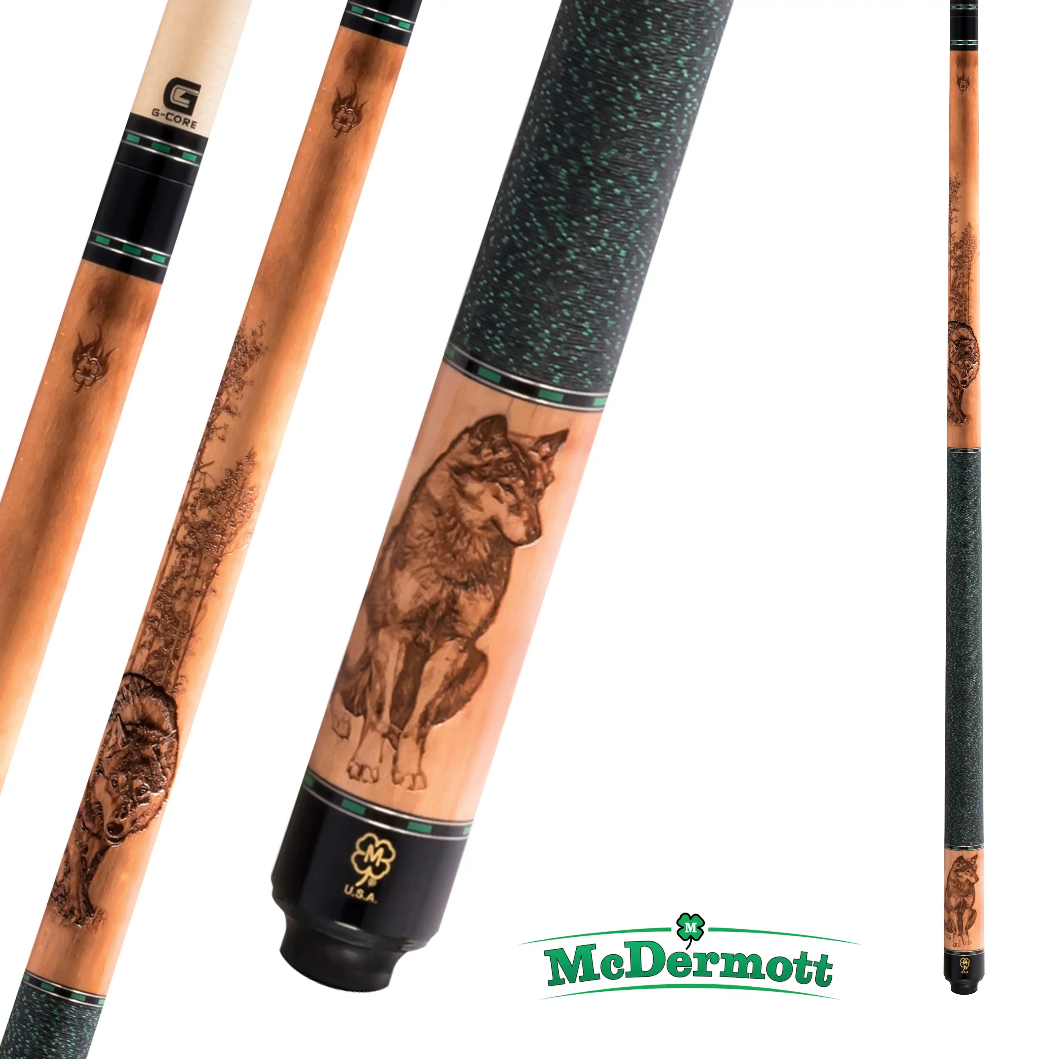MCDERMOTT POOL CUE G-SERIES G338 WOLVES 12.5MM 19OZ