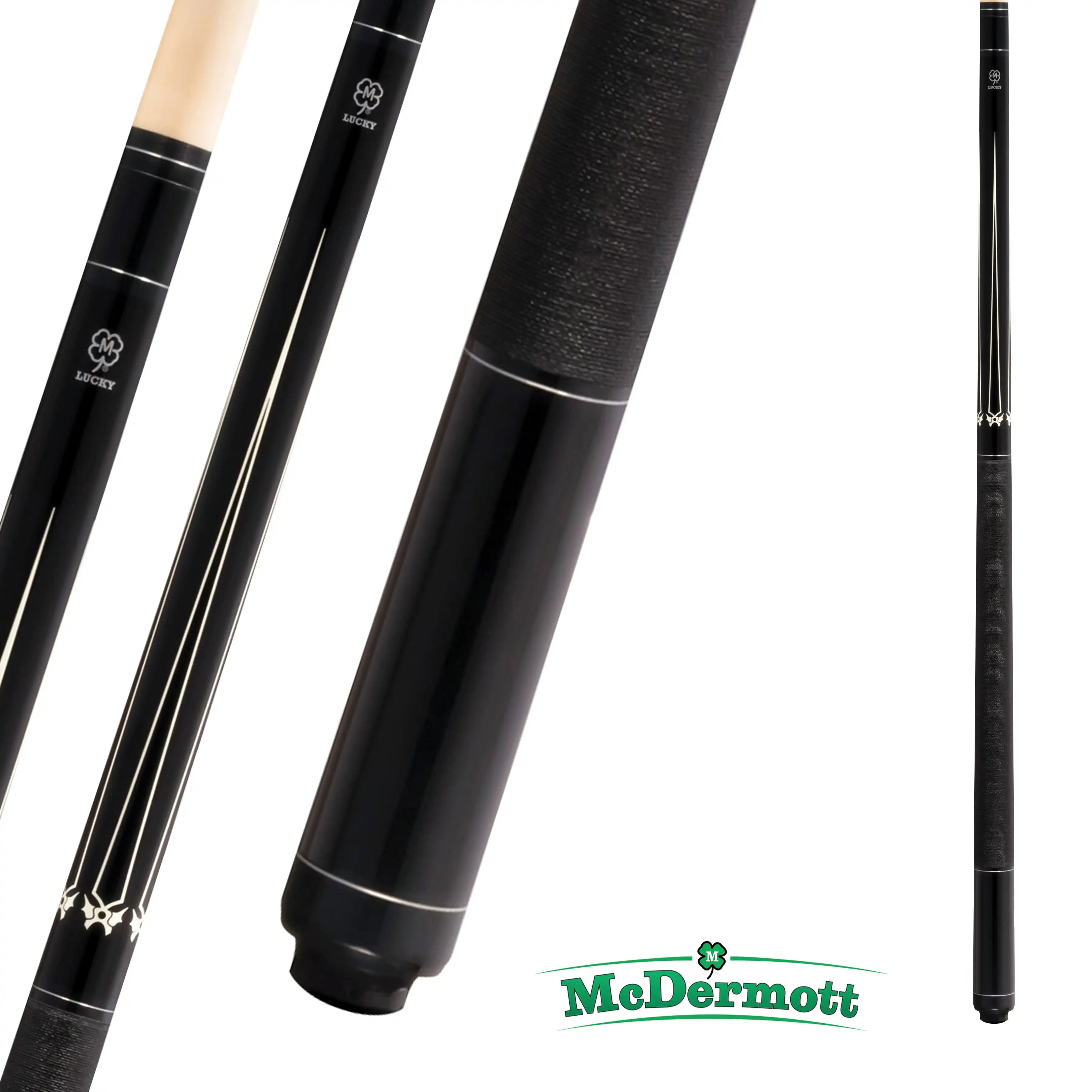 MCDERMOTT POOL CUE LUCKY SERIES L16 BLACK AND WHITE 13MM 19OZ