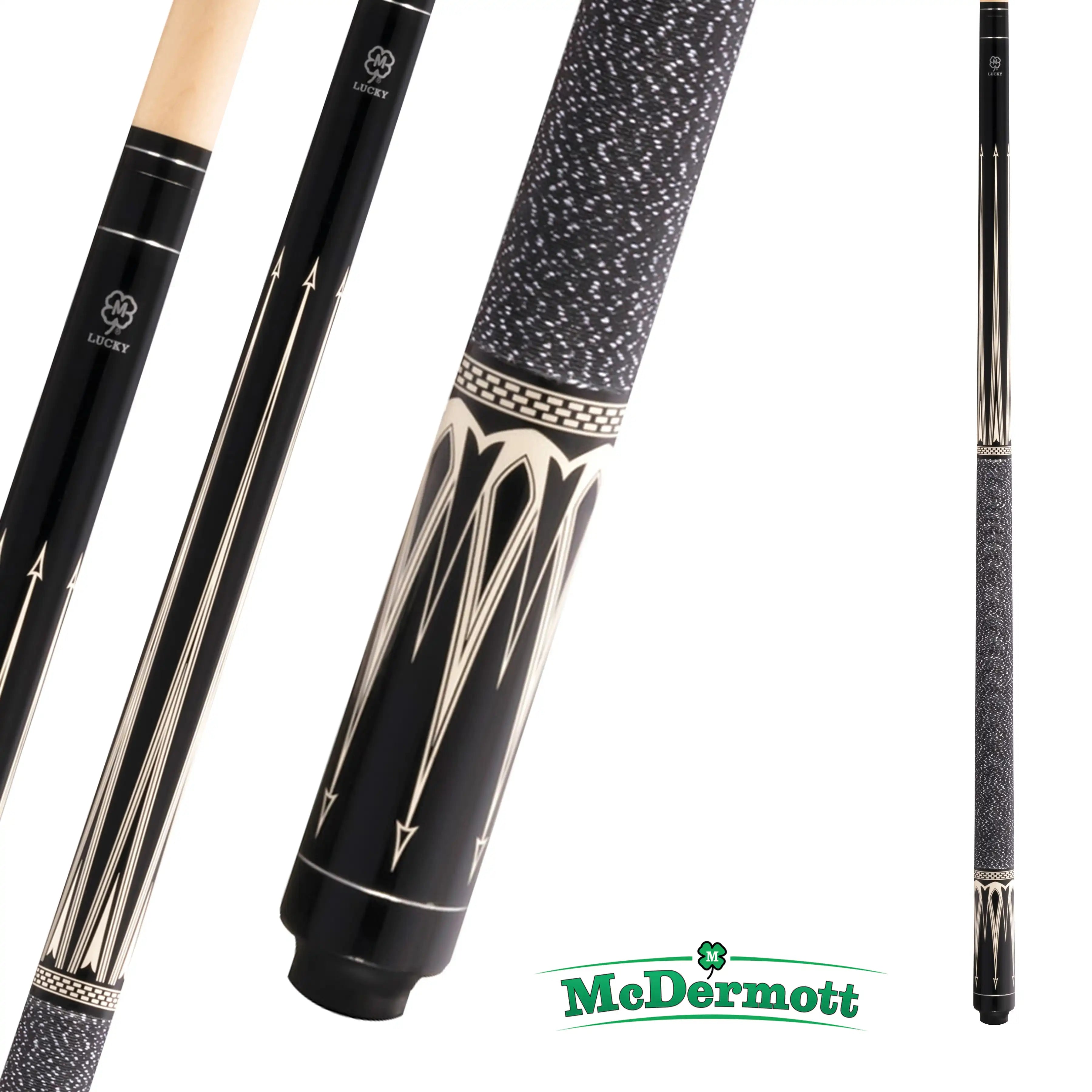 MCDERMOTT POOL CUE LUCKY SERIES L22 BLACK AND WHITE 13MM 19OZ