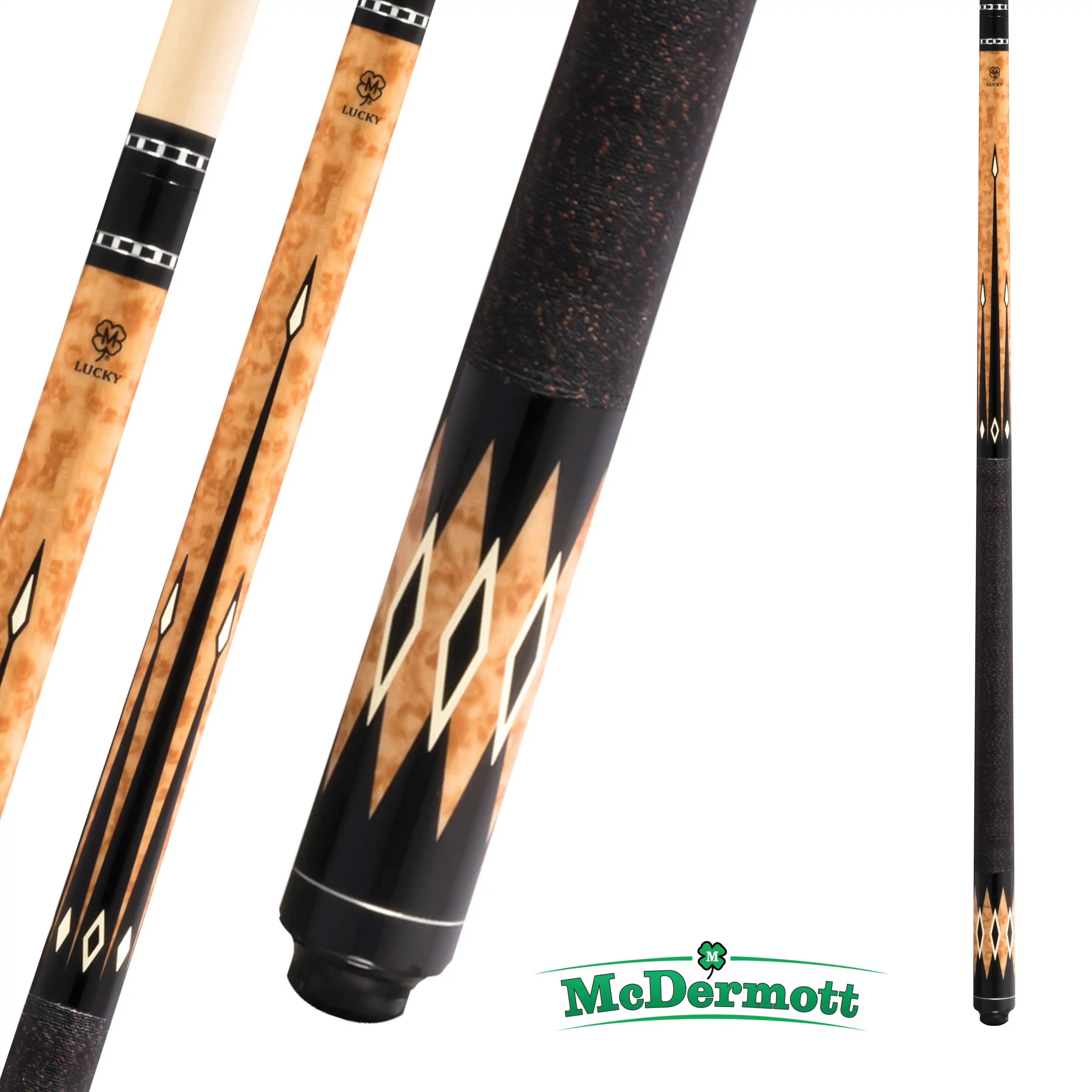 MCDERMOTT POOL CUE LUCKY SERIES L33 BLACK AND BROWN 13MM 19OZ