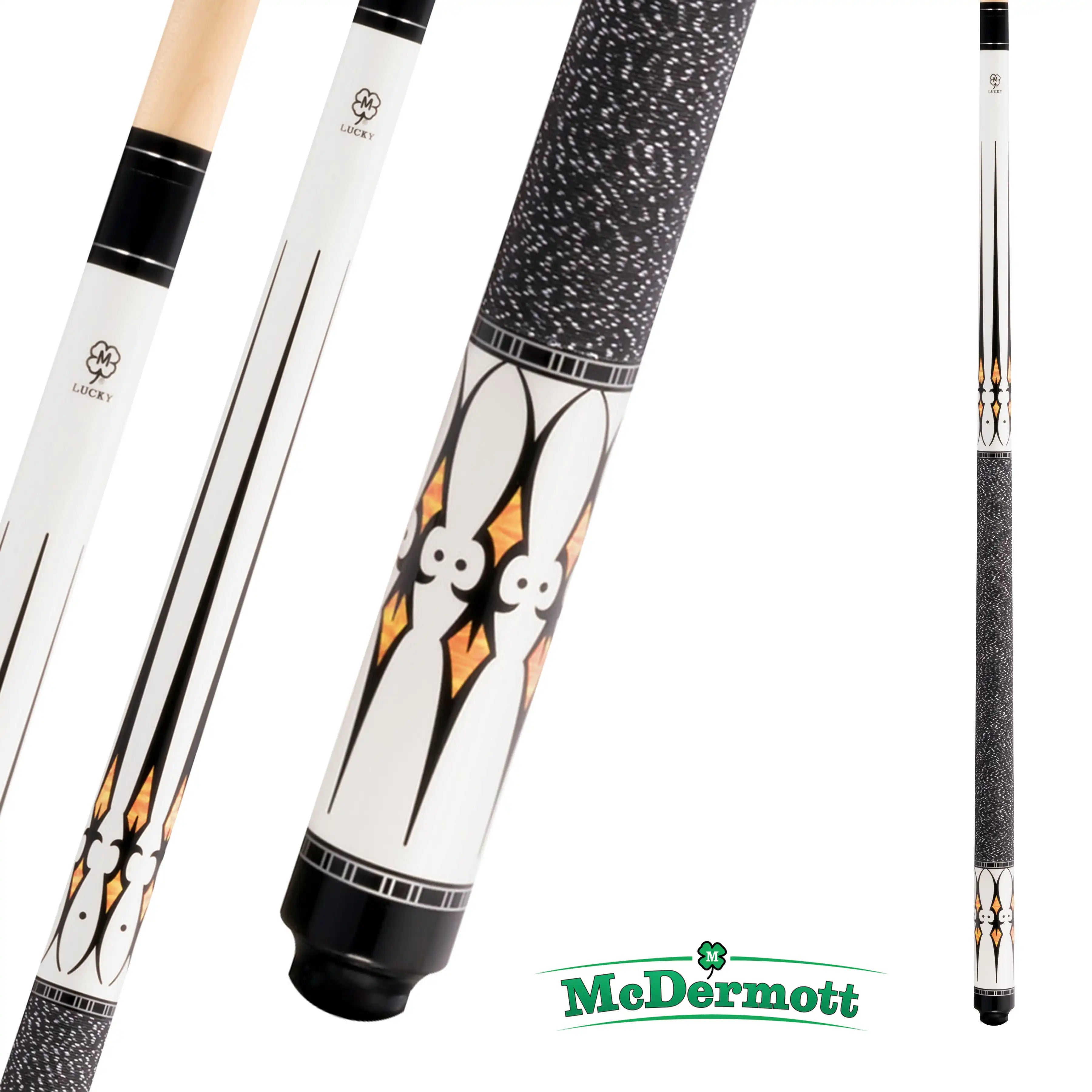 MCDERMOTT POOL CUE LUCKY SERIES L40 WHITE AND GOLD 13MM 19OZ