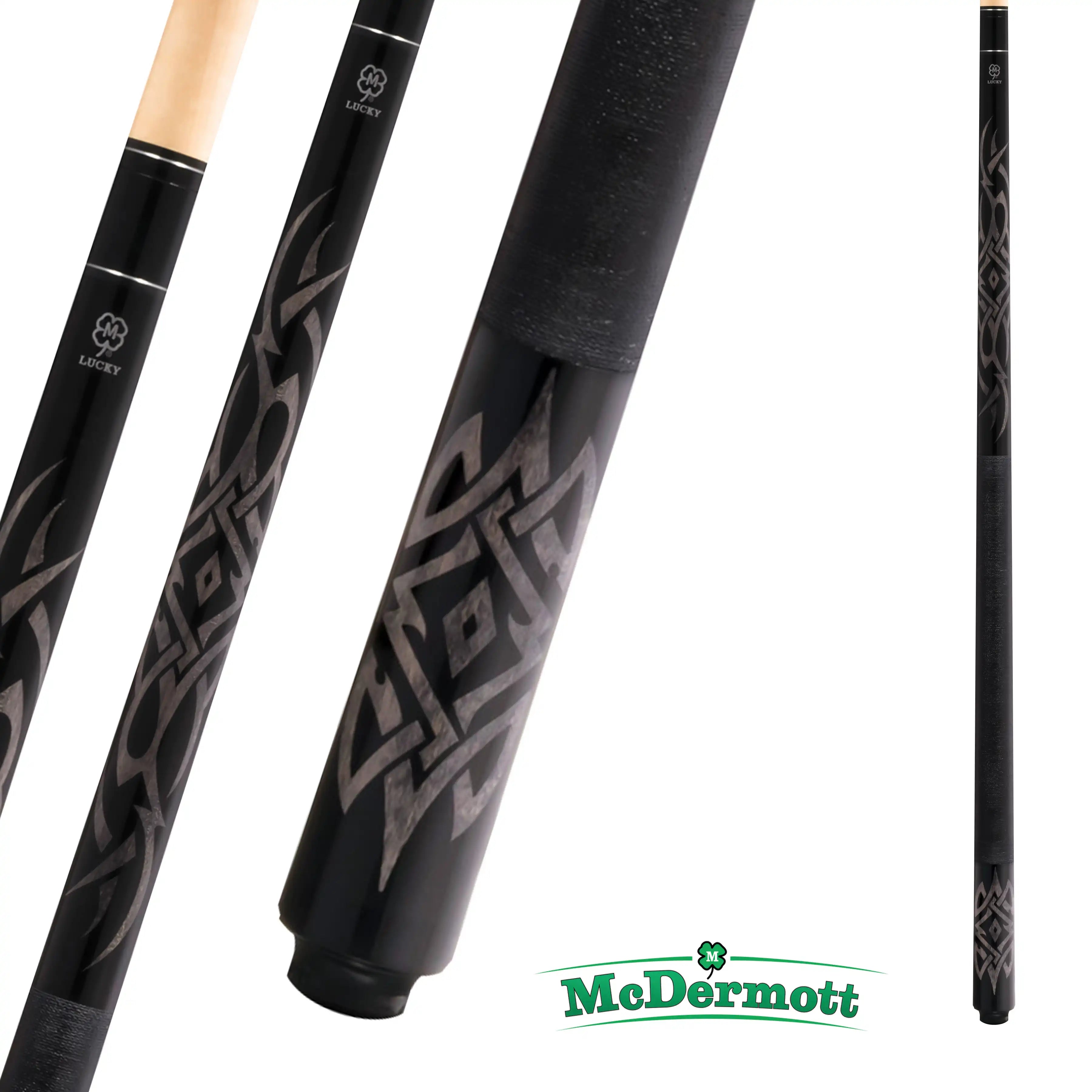 MCDERMOTT POOL CUE LUCKY SERIES L48 BLACK AND GREY 13MM 19OZ