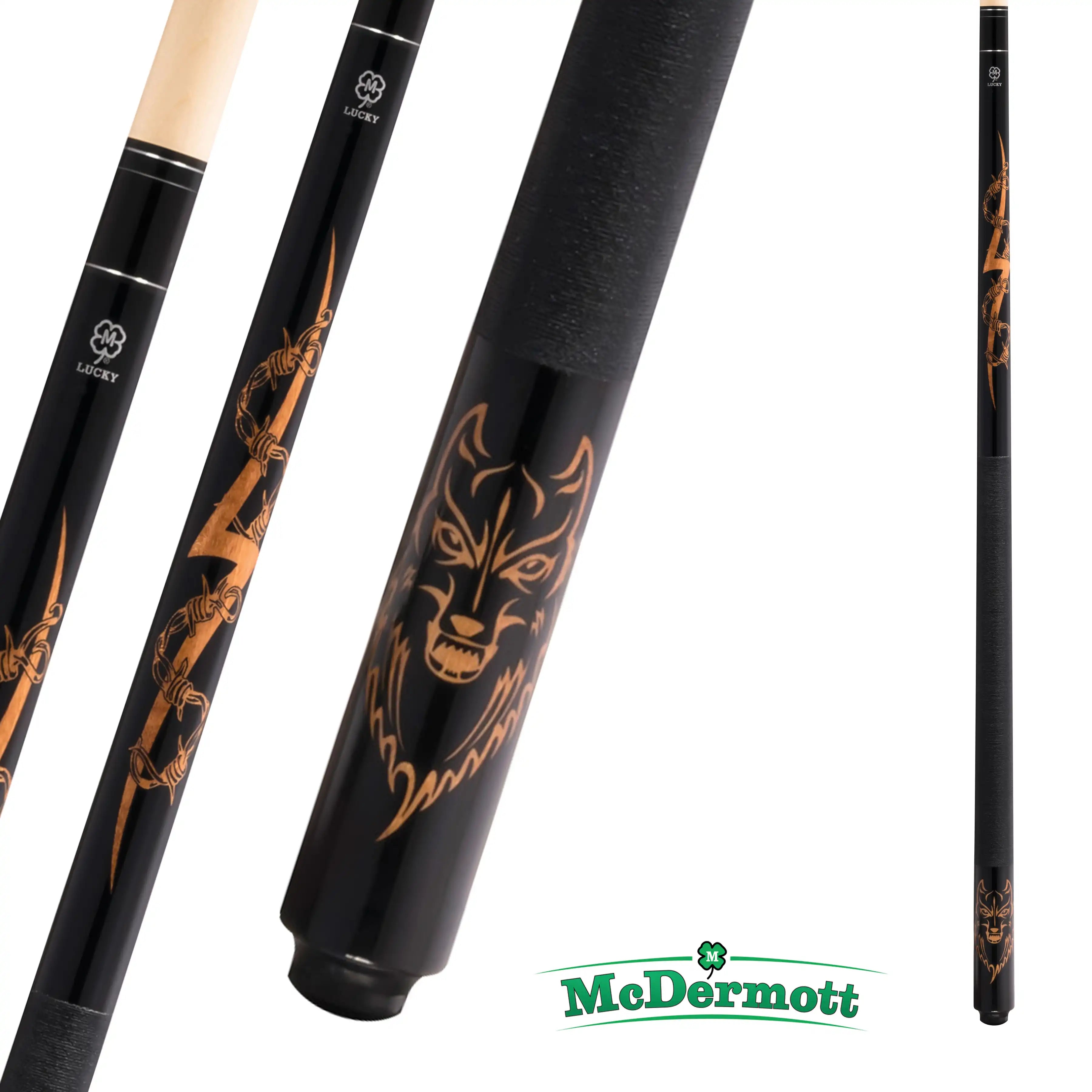 MCDERMOTT POOL CUE LUCKY SERIES L49 BLACK AND GOLD 13MM 19OZ