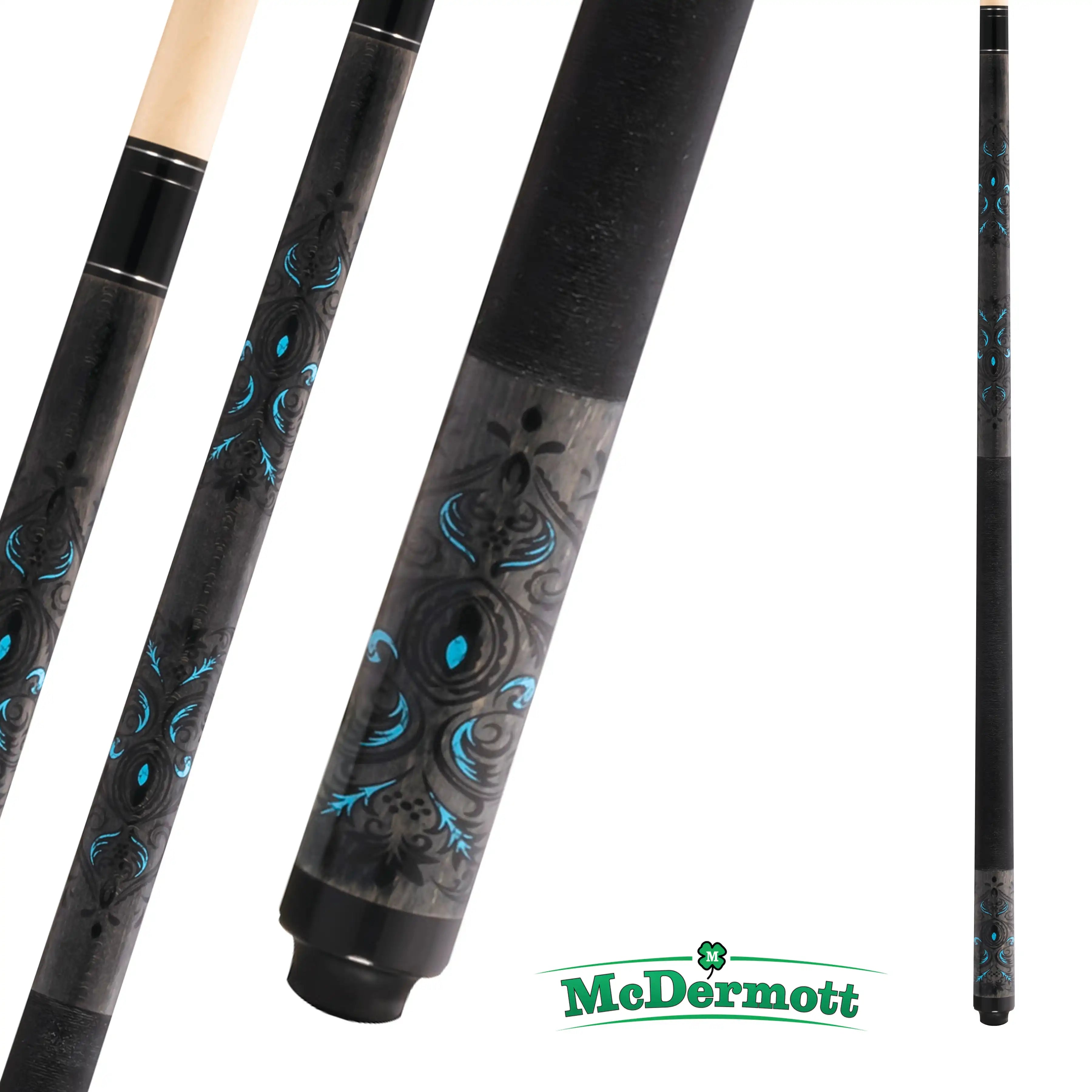 MCDERMOTT POOL CUE LUCKY SERIES L51 DARK GREY AND BLUE 13MM 19OZ