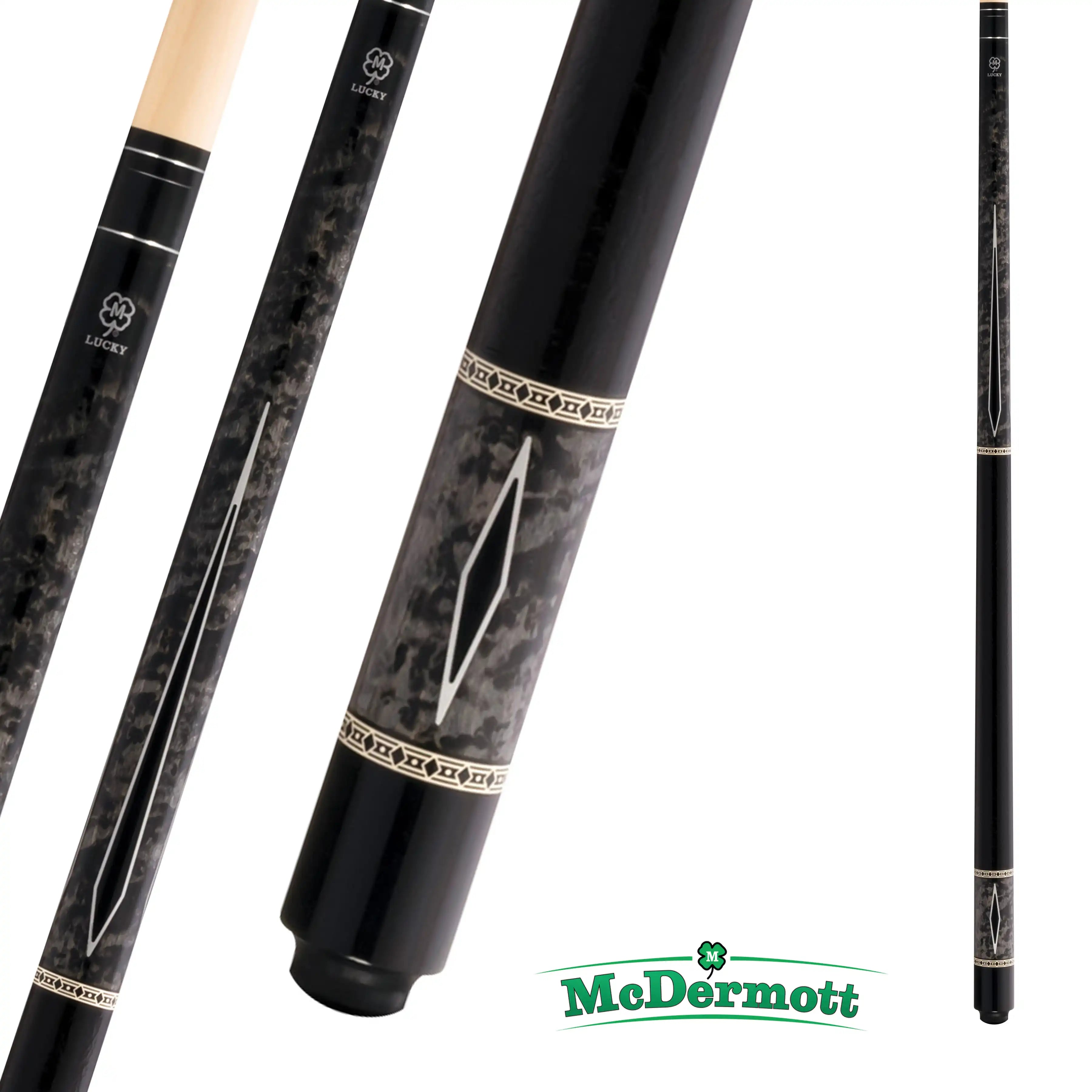 MCDERMOTT POOL CUE LUCKY SERIES L54 BLACK AND GREY 13MM 19OZ