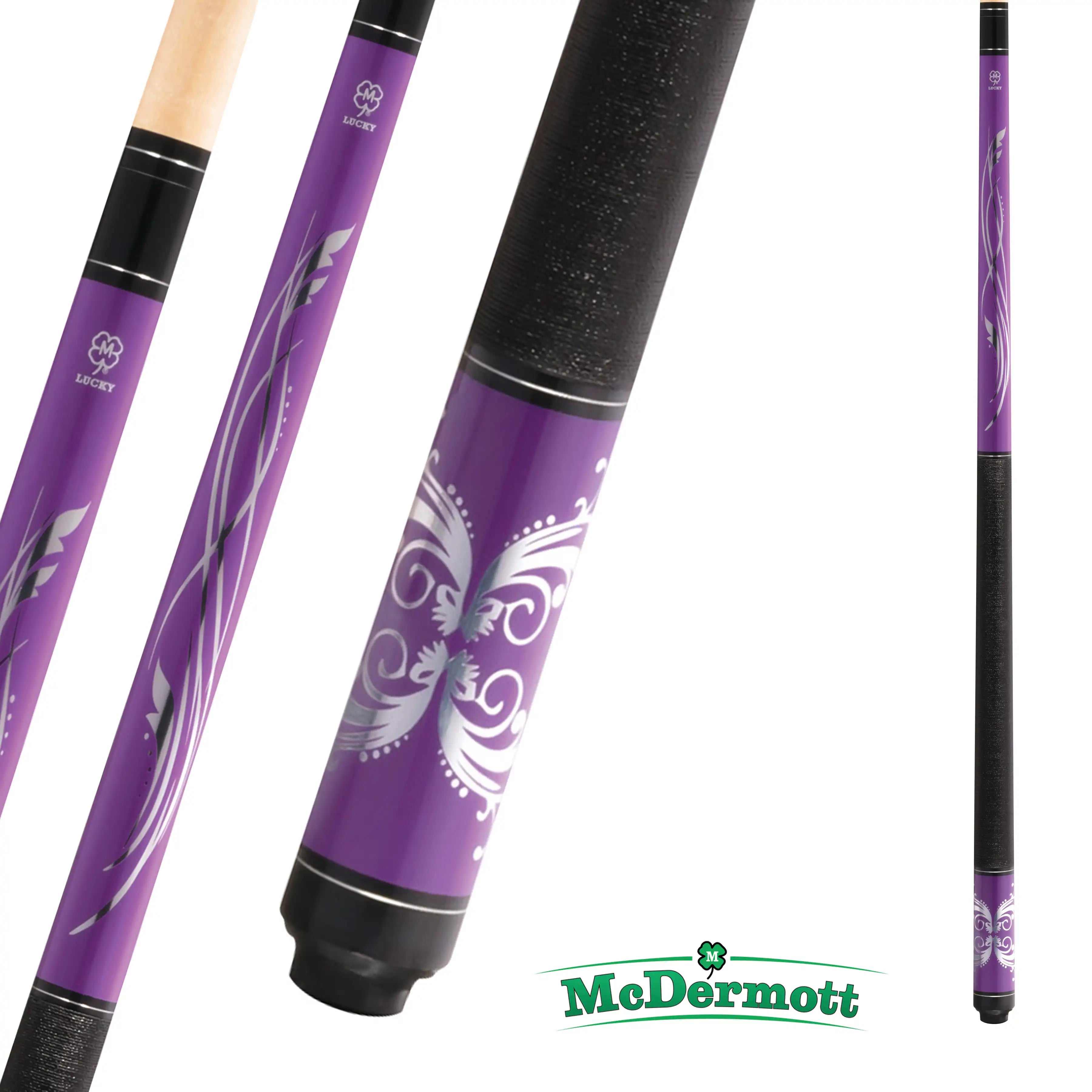 MCDERMOTT POOL CUE LUCKY SERIES L59 PURPLE AND SILVER 13MM 19OZ