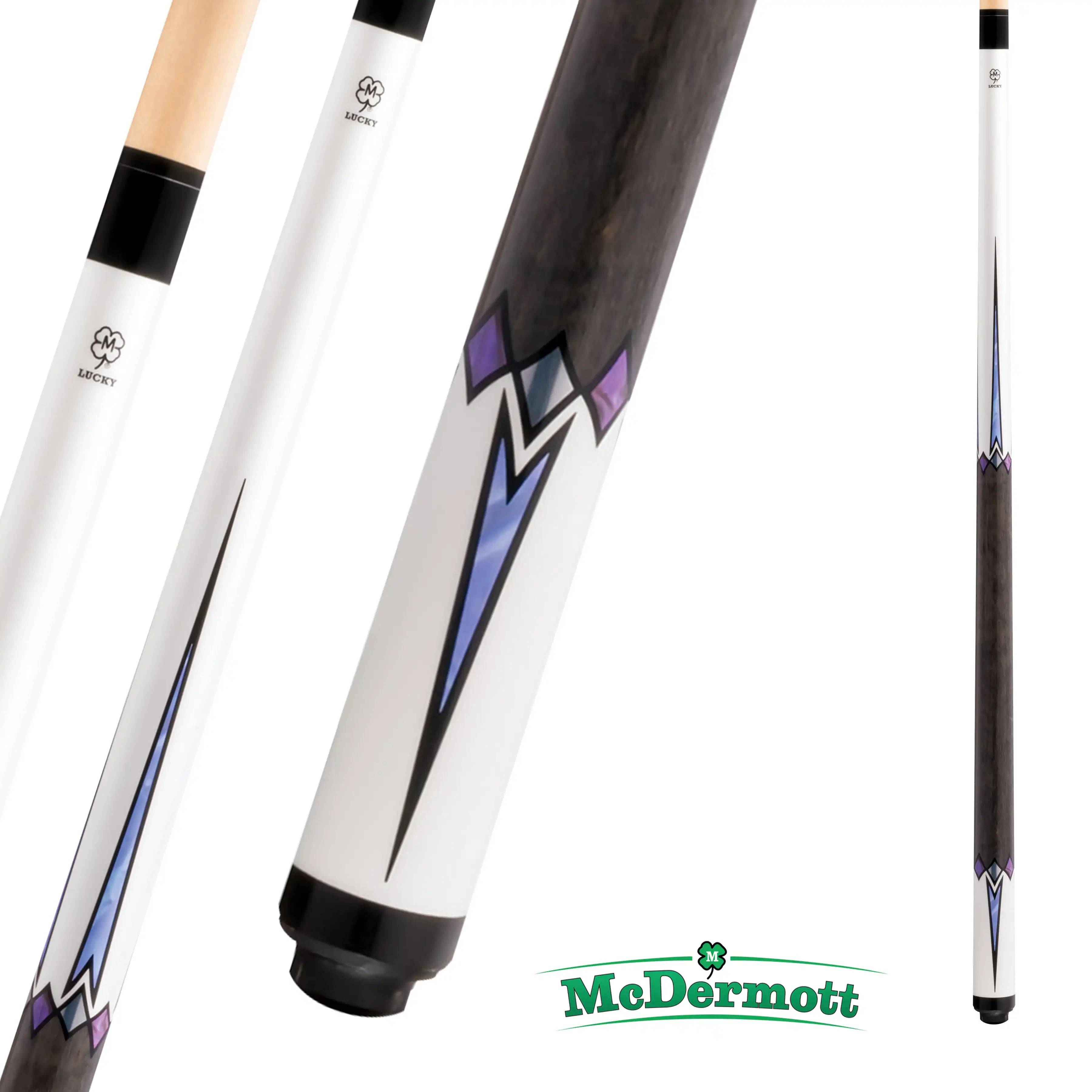 MCDERMOTT POOL CUE LUCKY SERIES L75 WHITE 13MM 19OZ