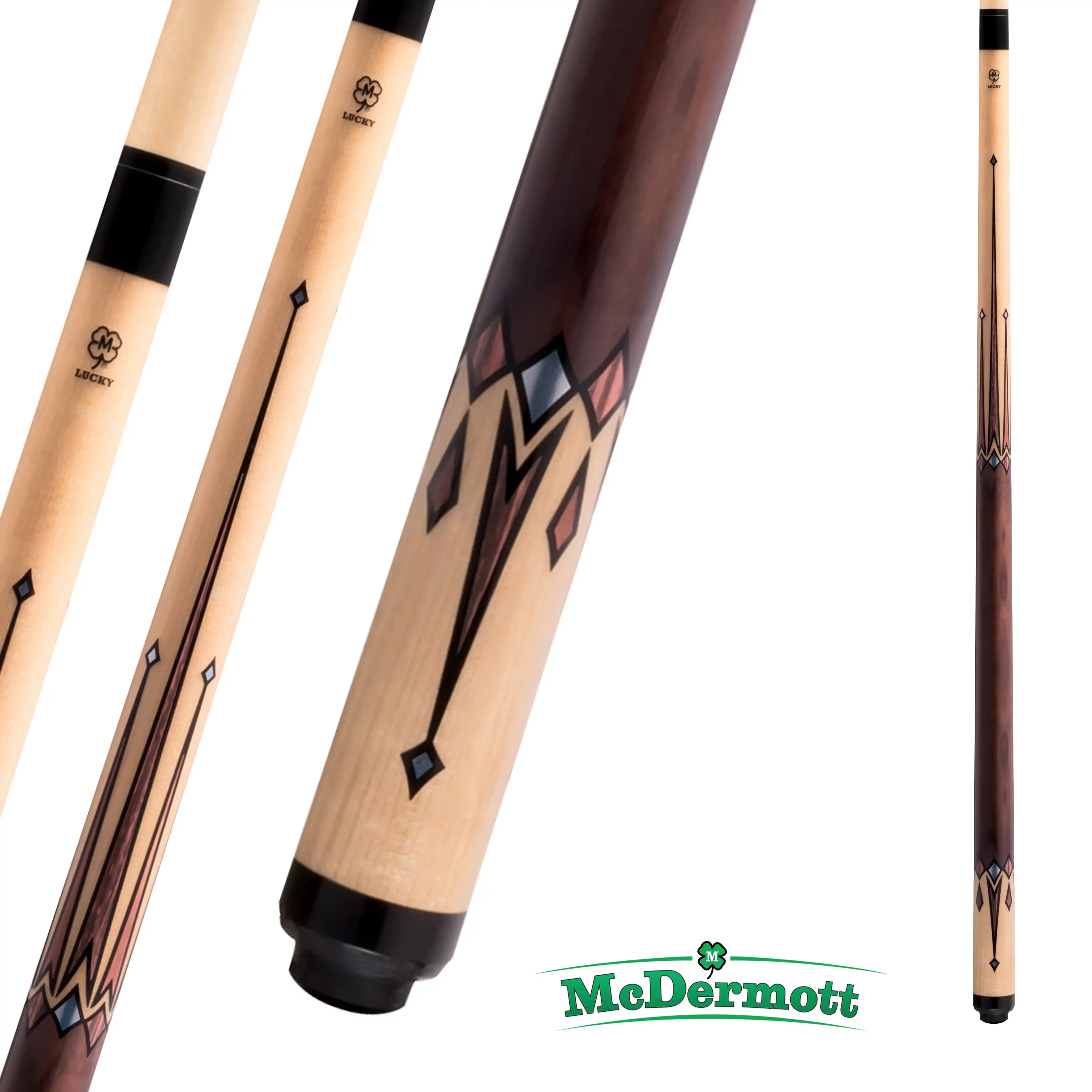 MCDERMOTT POOL CUE LUCKY SERIES L76 BEIGE AND BROWN 13MM 19OZ