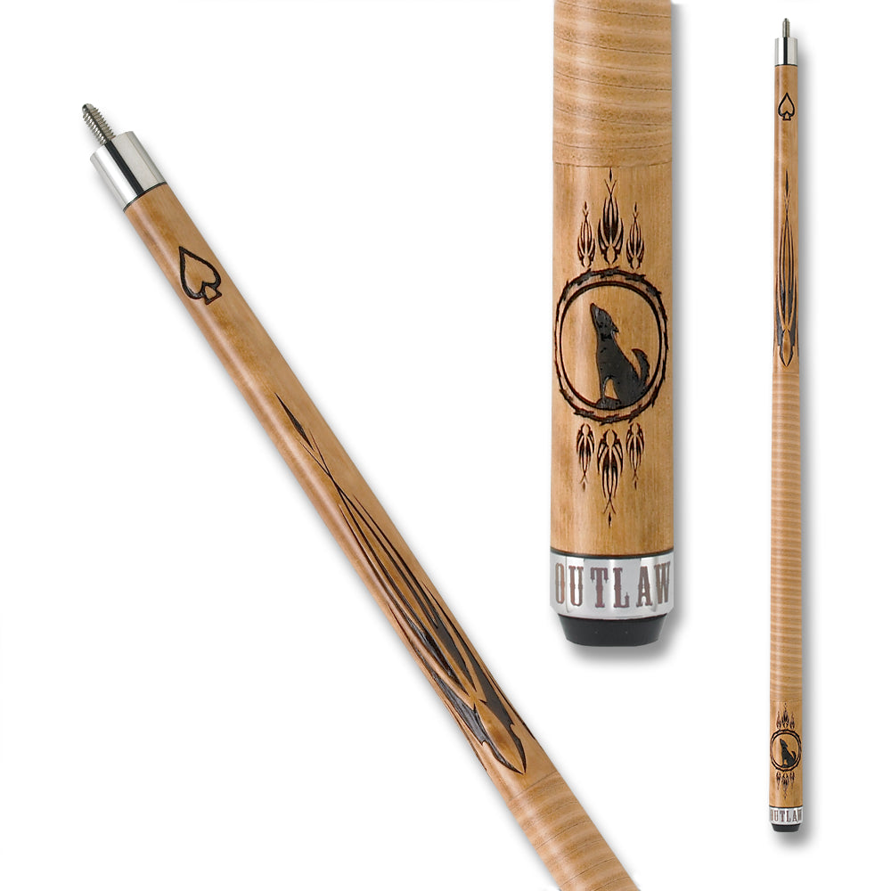 OUTLAW POOL CUE OL13 ORIGINAL WOLF WOOD AND BLOWTORCH 13MM 19OZ