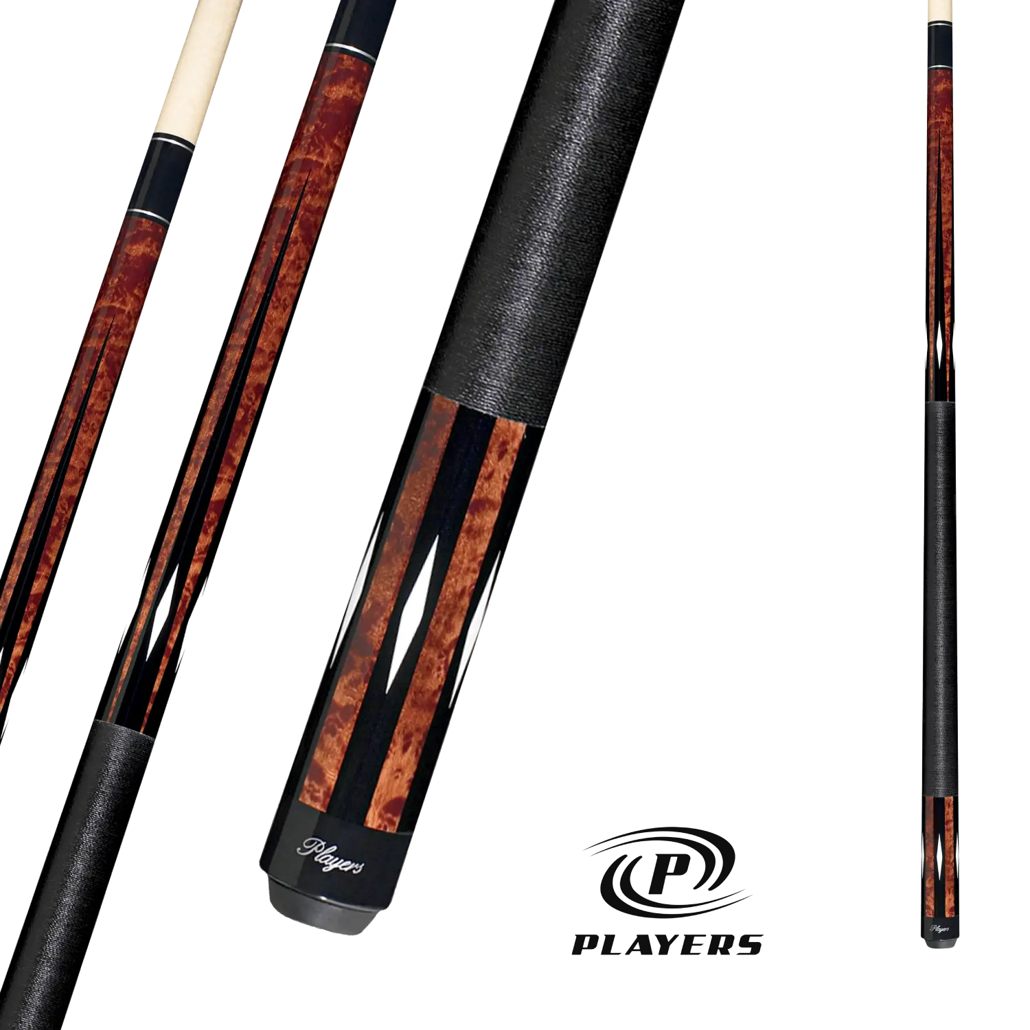 PLAYERS POOL CUE ANTIQUE MAPLE AND BLACK 19OZ 13MM WITH WRAP