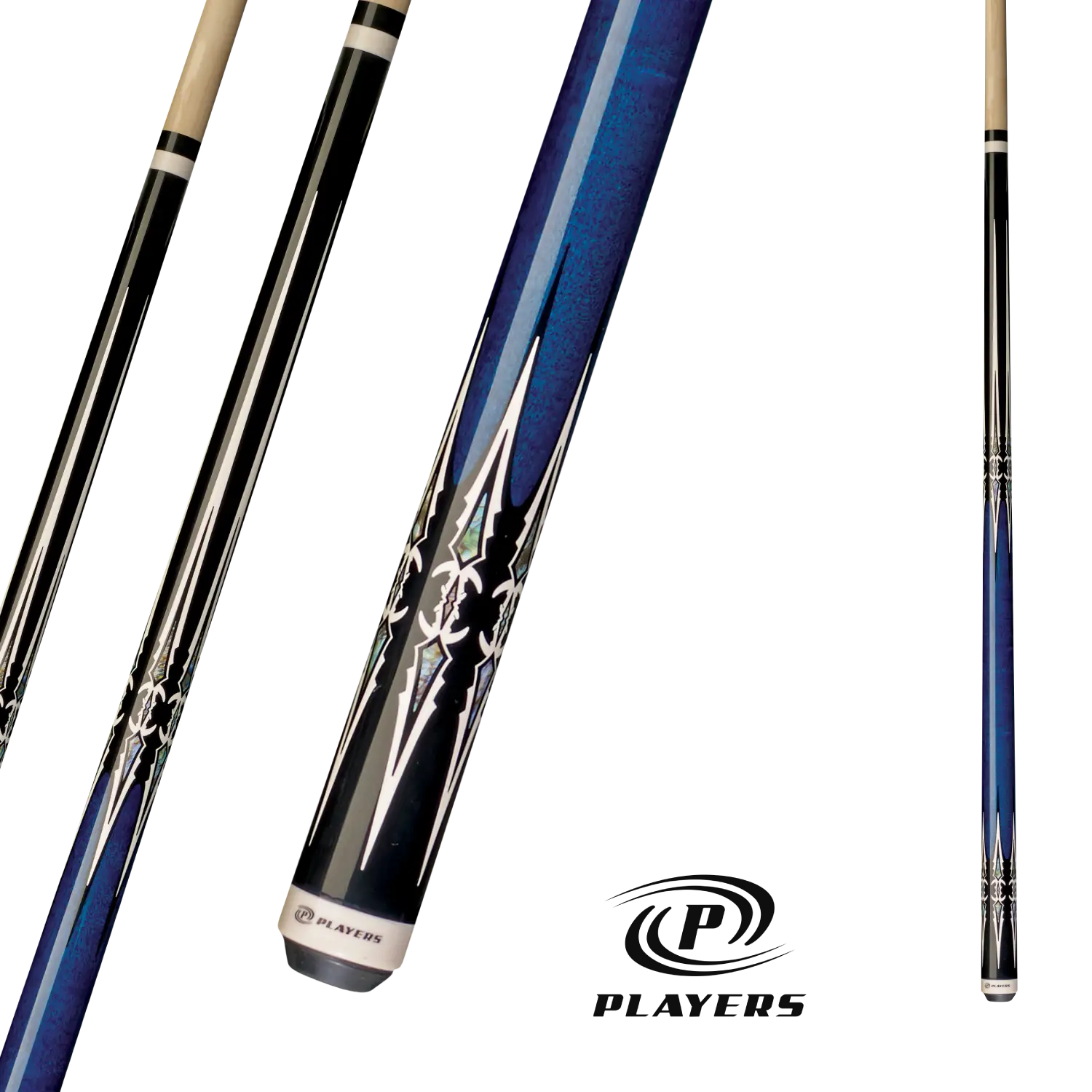 PLAYERS POOL CUE BLACK AND BLUE 19OZ 13MM