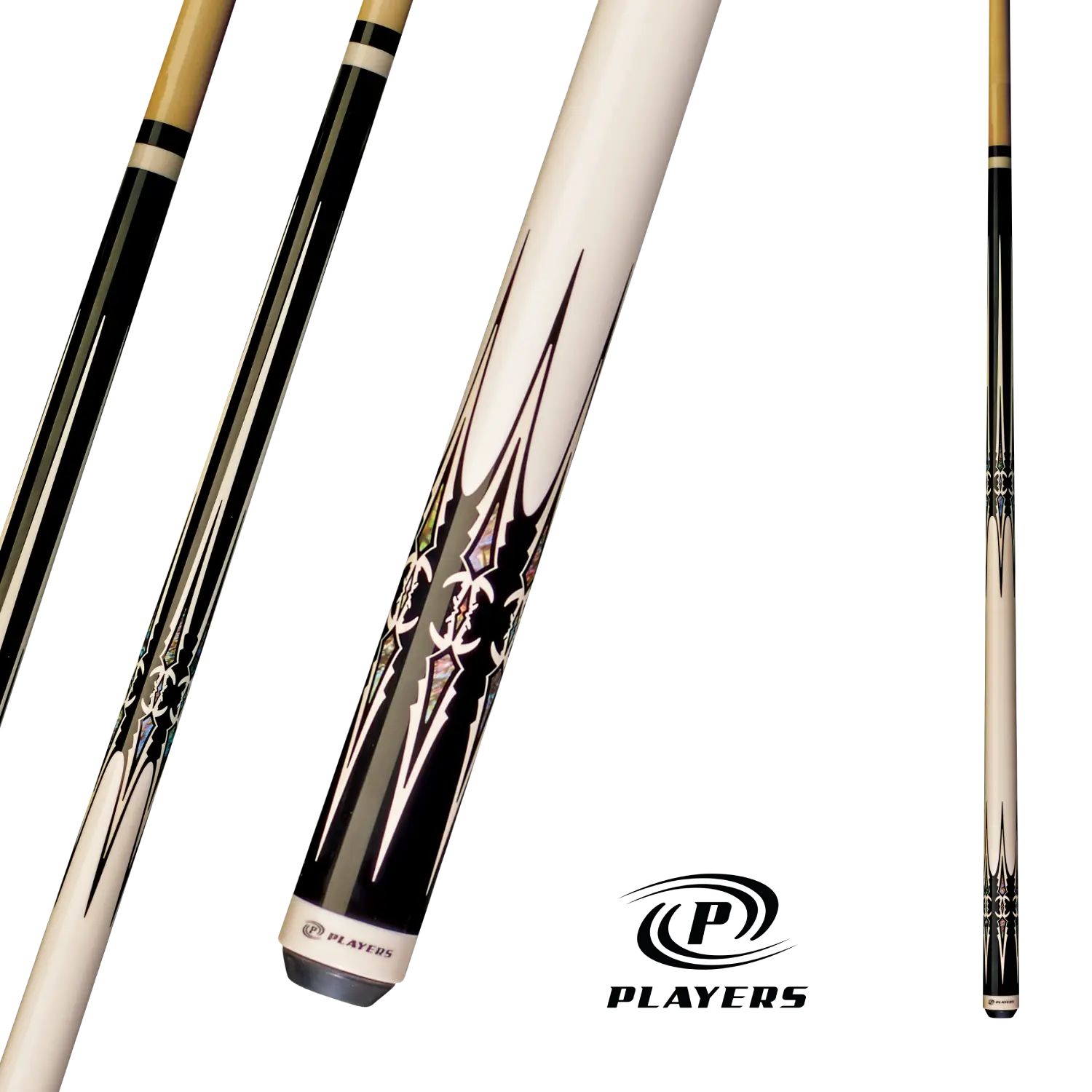 PLAYERS POOL CUE BLACK AND WHITE 19OZ 13MM