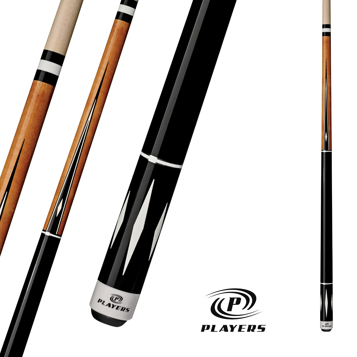PLAYERS POOL CUE BLACK AND WHITE DIAMOND 19OZ 13MM