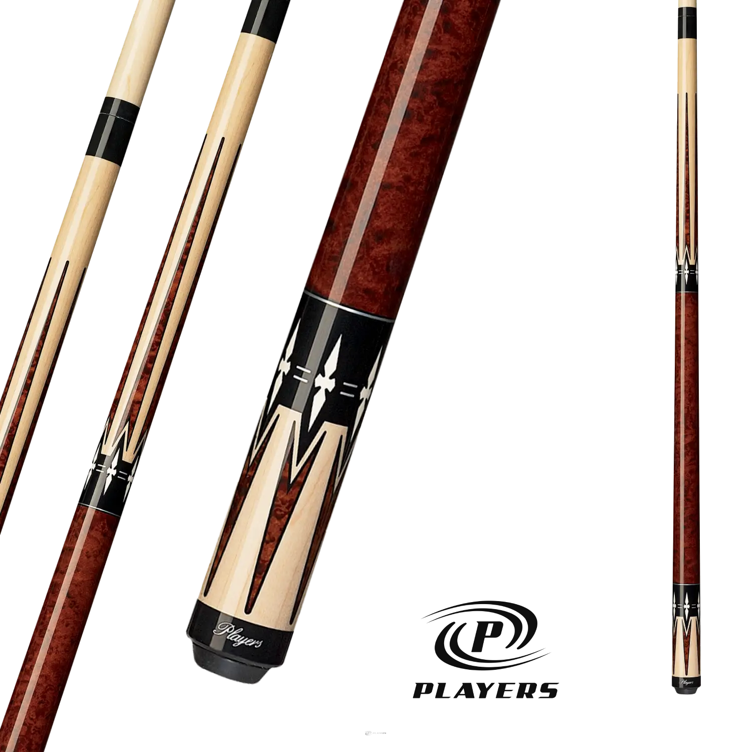 PLAYERS POOL CUE CHERRY AND NATURAL 19OZ 13MM