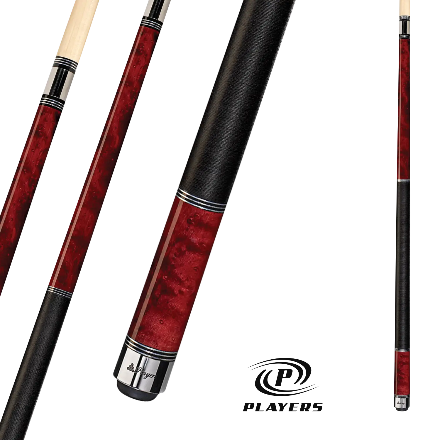 PLAYERS POOL CUE CRIMSON BIRDSEYE 19OZ 13MM WITH WRAP