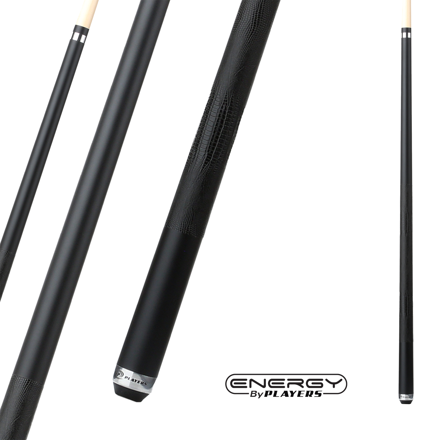 PLAYERS POOL CUE ONYX BLACK MATTE 13MM 19OZ LEATHER WRAP