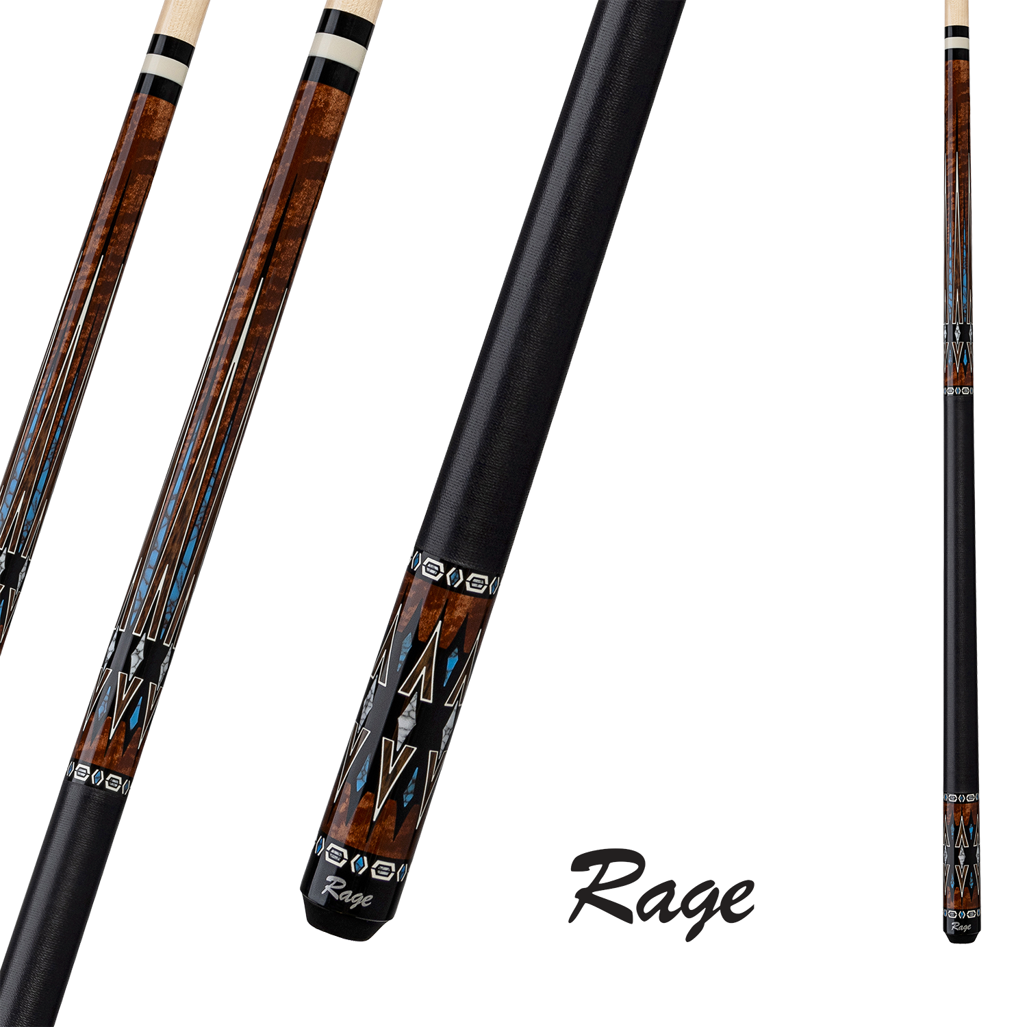 RAGE POOL CUE ALMOND CENTRAL 19OZ 13MM WITH WRAP