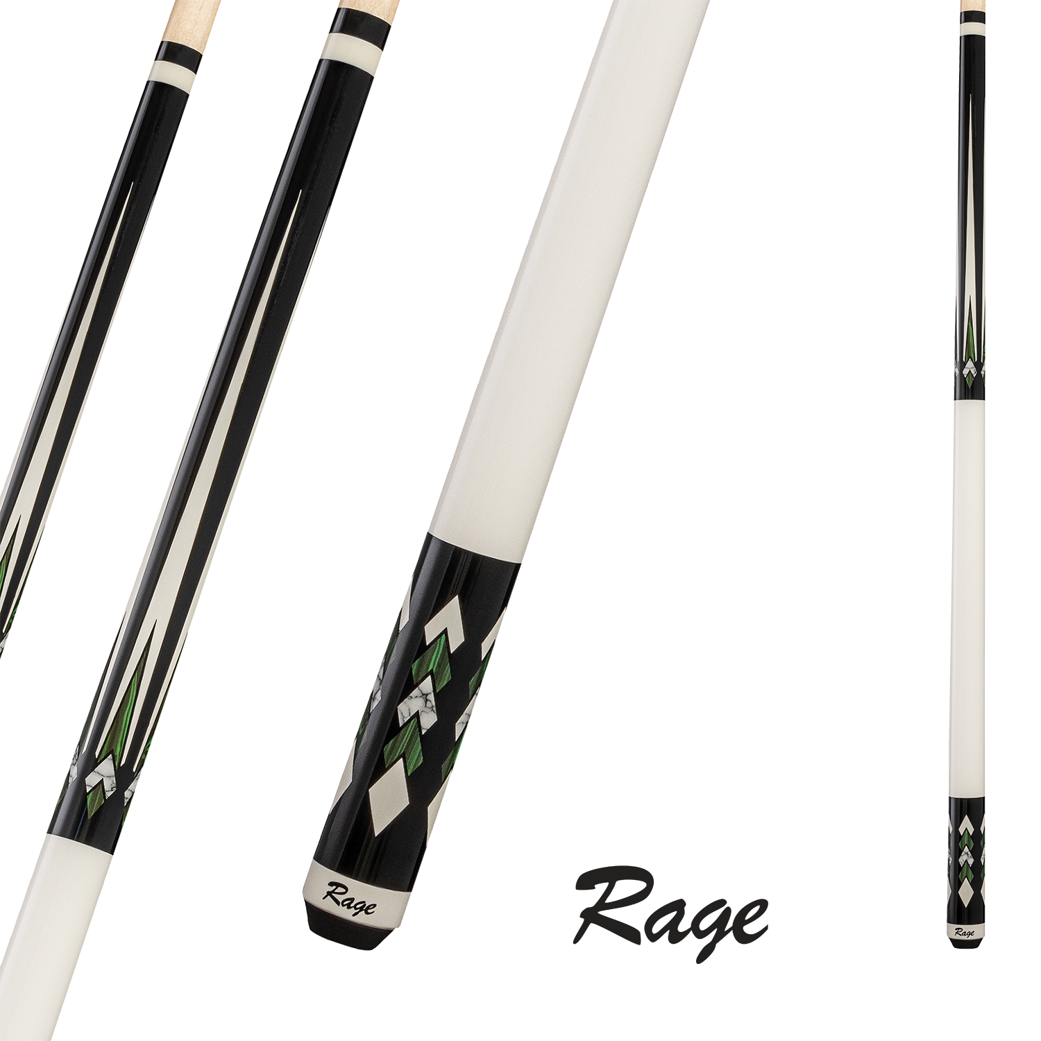 RAGE POOL CUE GREEN CASCADES 13MM 19OZ WITH WRAP