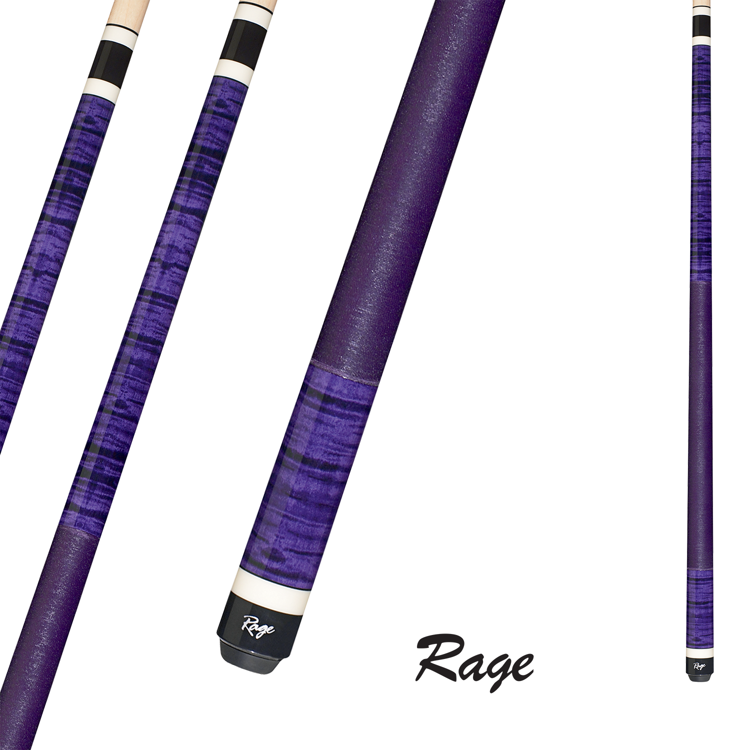 RAGE POOL CUE PURPLE REIGN 13MM 19OZ WITH WRAP