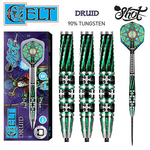 SHOT CELT DRUID STEEL TIP DART SET 90% TUNGSTEN 23GM