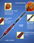 SHOT MYSTIC STEEL TIP DARTS SET-PREMIUM BRASS