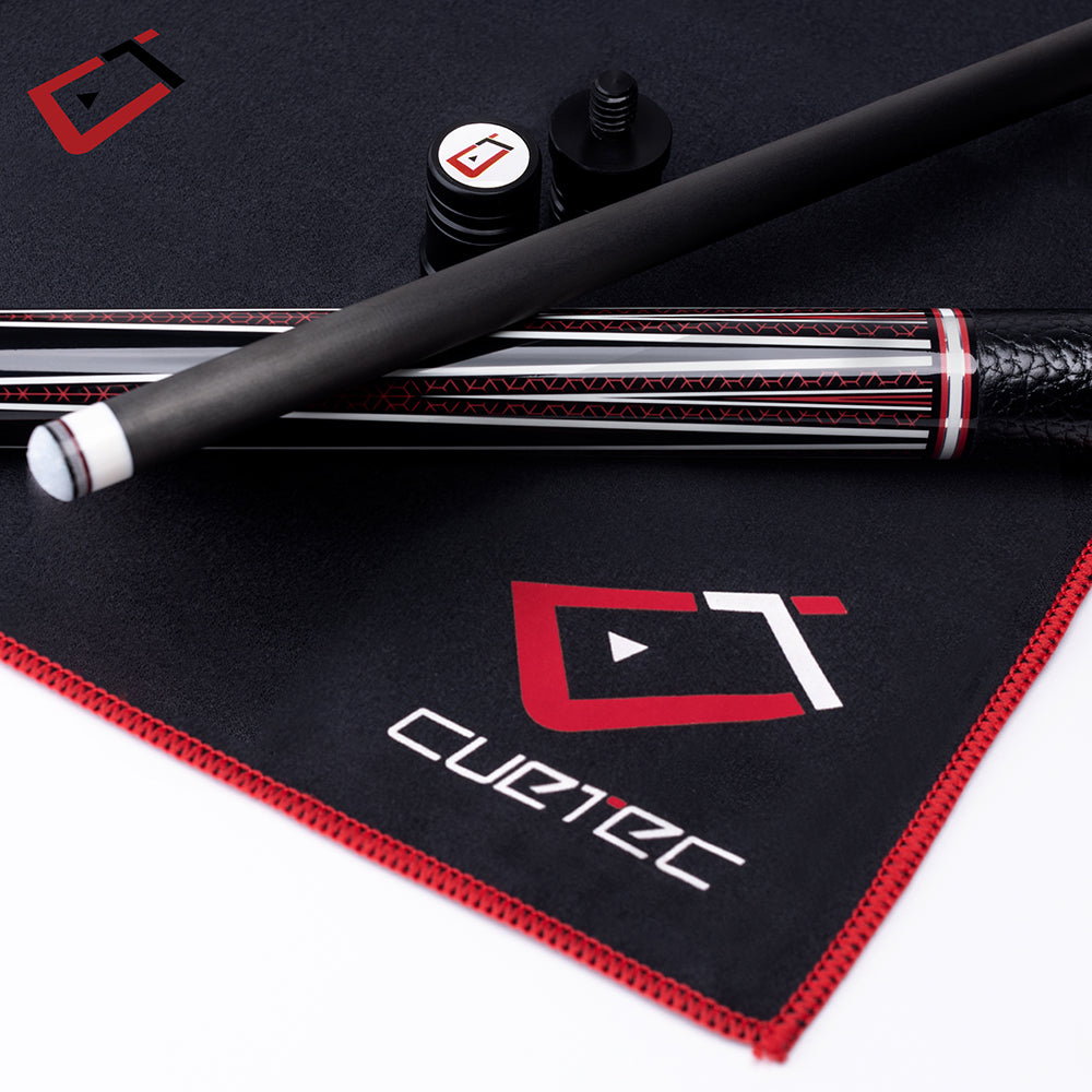 SERVIETTE DE BILLARD EN MICROFIBRE CUETEC - ROUGE ET NOIR