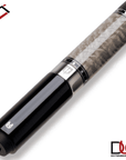 Baguette de billard Cuetec Cynergy Truewood Sycamore II, gris et noir, grip en cuir pleine fleur, 12,5 mm, 19 oz
