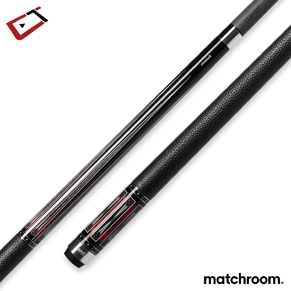 Baguette de billard Cuetec Cynergy Nineball Series, noir encre (Ink Black), grip en cuir pleine fleur, 11,8 mm, 19 oz