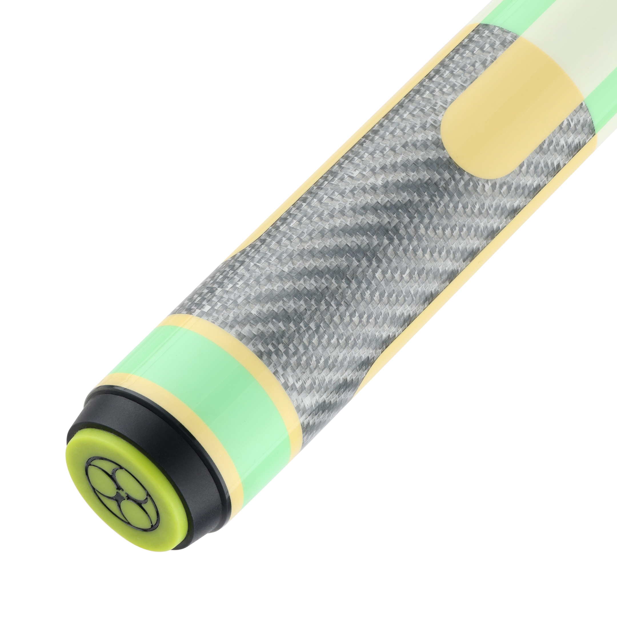 POISON CANDY SUGAR POOL CUE WITH CARBON FIBER SHAFT - GREEN/PEACH - NO WRAP 12.4MM 19OZ