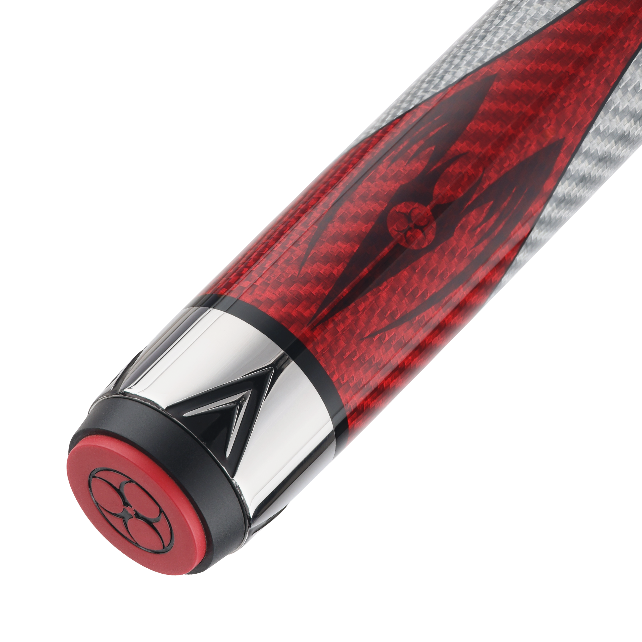 POISON MAELITH POOL CUE WITH CARBON FIBER SHAFT - GREY/RED - NO WRAP 12.4MM 19OZ