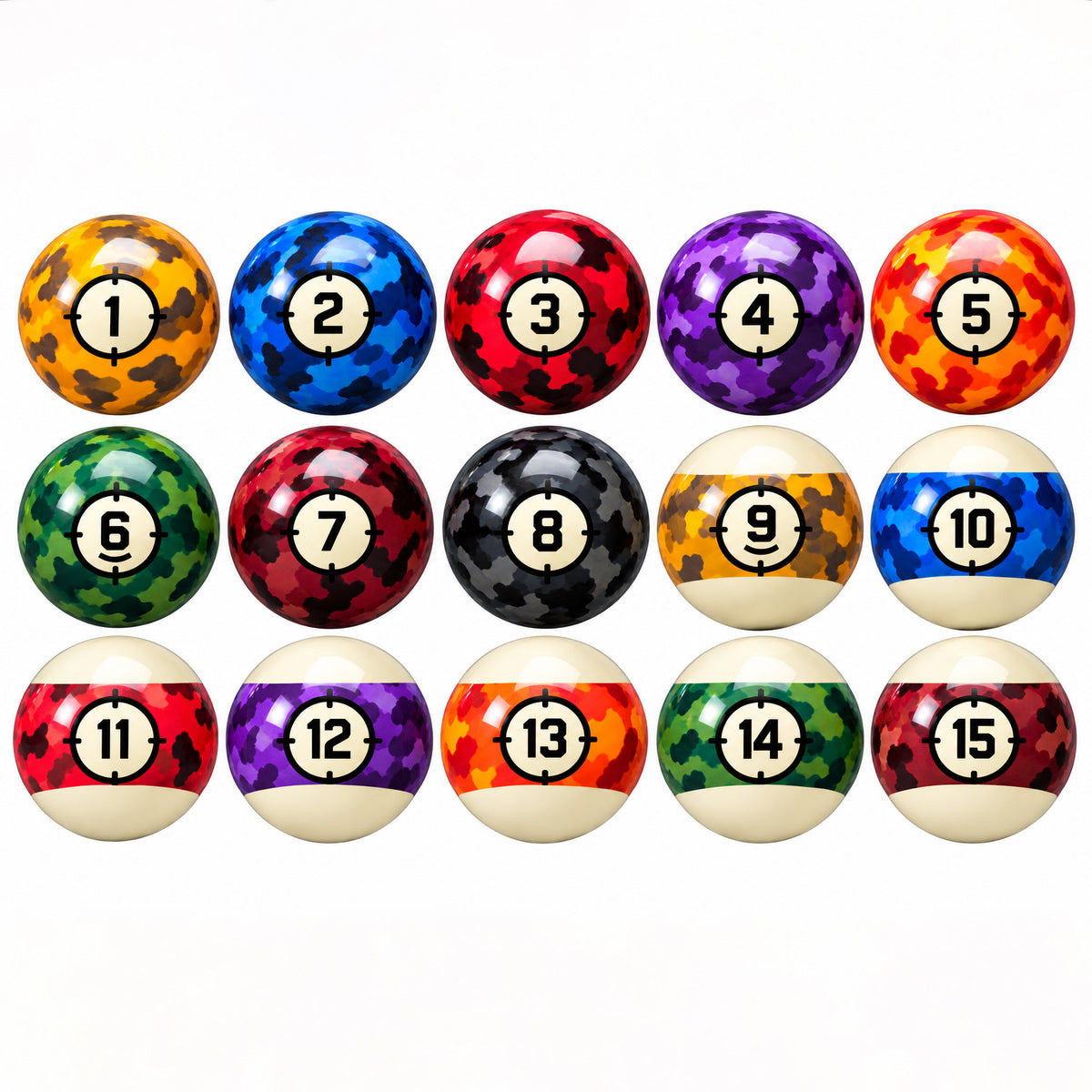 BILLES DE BILLARD INDIVIDUELLES ARAMITH CAMOUFLAGE - 57,2 MM (2 1/4 PO)