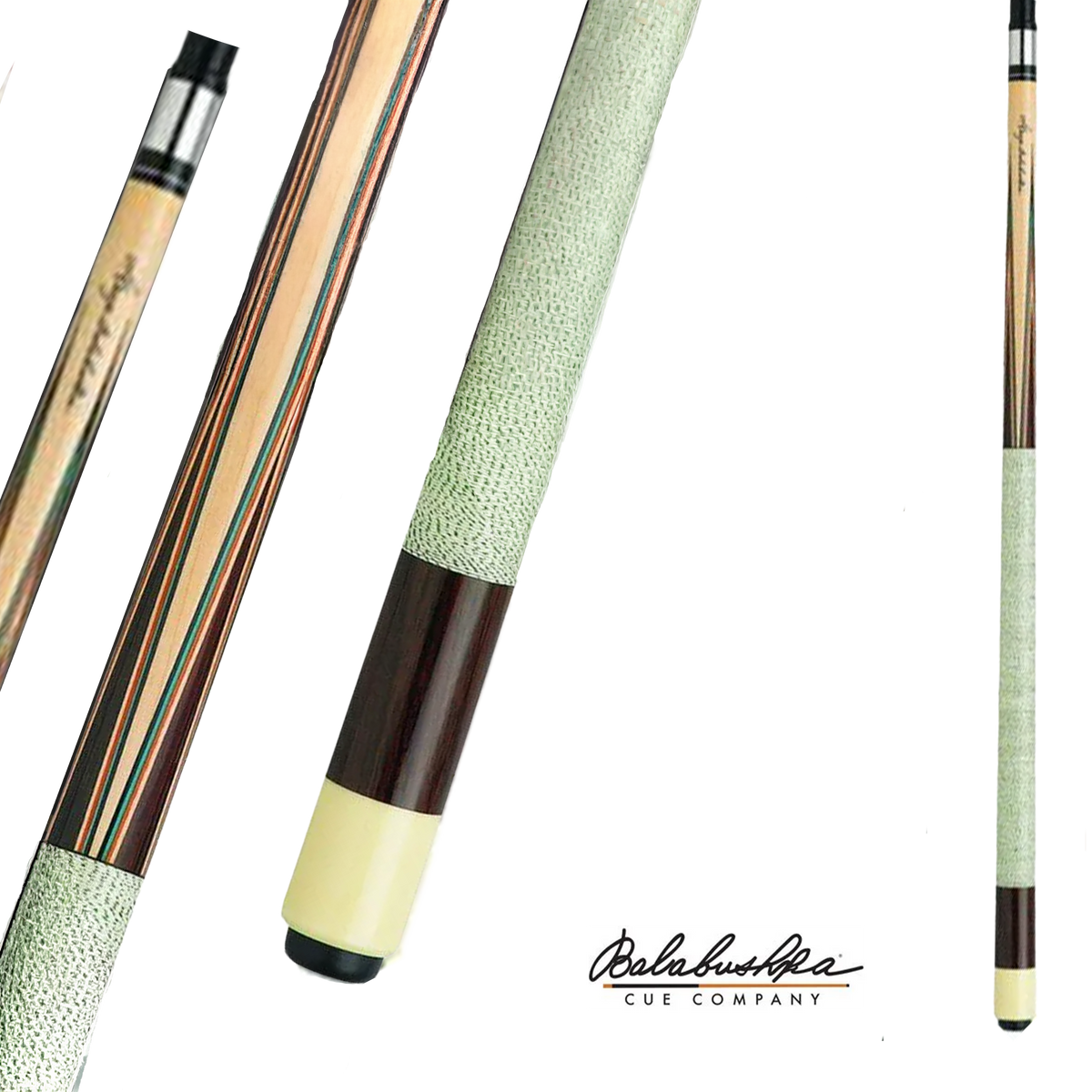 BALABUSHKA POOL CUE GB1 WHITE/BROWN LINEN WRAP 13MM 19OZ